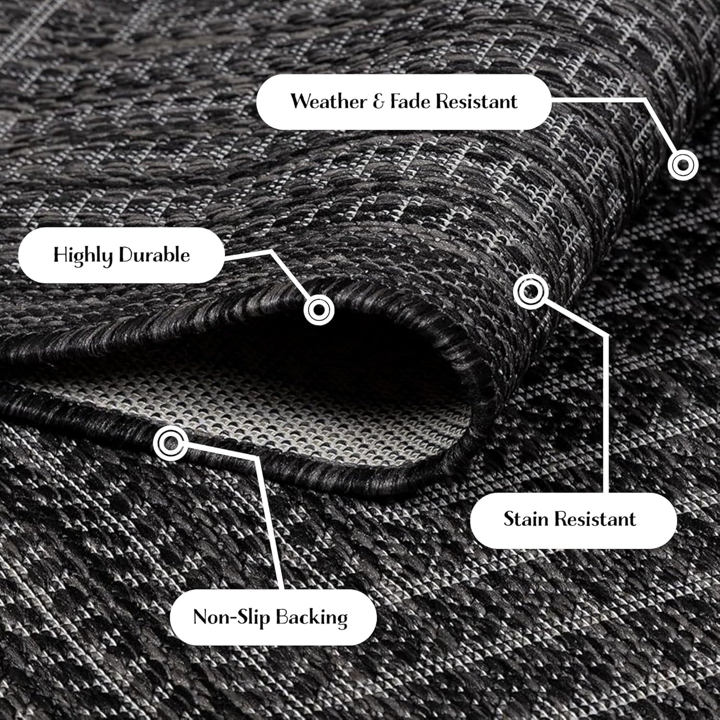 Adiva Rugs Outdoor Indoor Area Rug, Weather Resistant, Easy to Clean, Stain Resistant Floor Mat for Dining Room, Backyard, Deck, Patio (Pebble Weiss, 5' x 7')