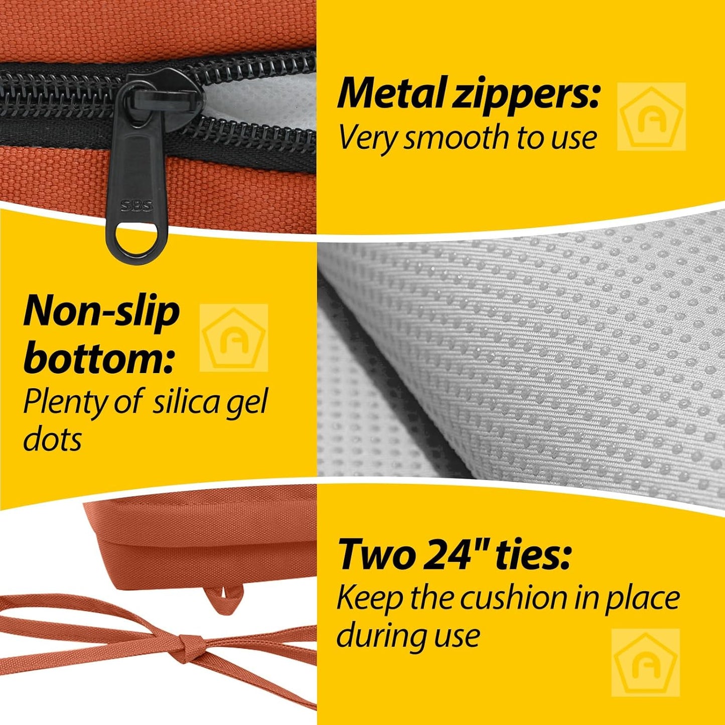 AAAAAcessories Outdoor Seat Cushions for Chairs, Waterproof, Fade-Resistant Patio Furniture Replacement Cushions, 18.5" x 16" x 3", Set of 2, Rust