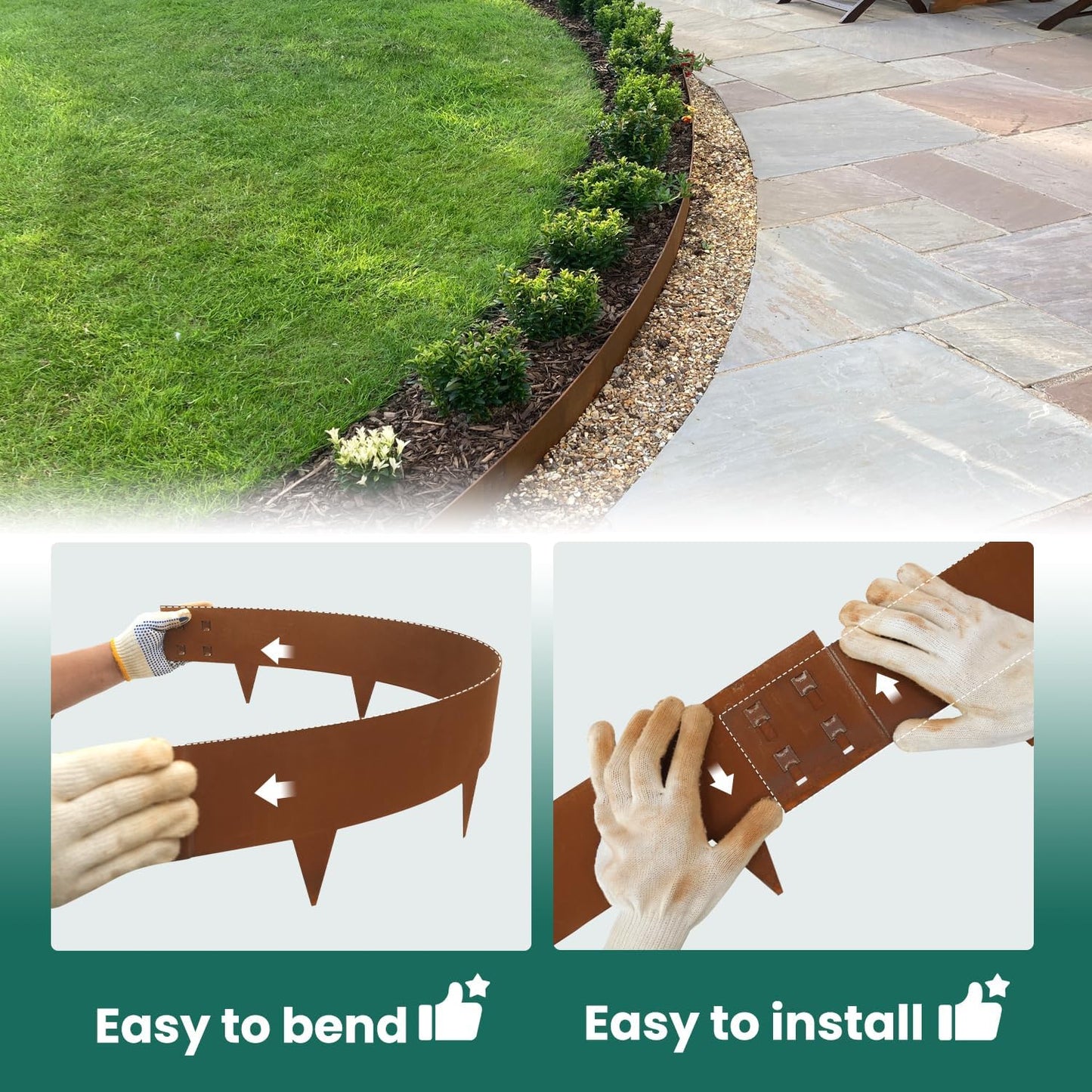 Corten Steel Landscape Edging 40" Lx 6" H Steel Landscaping Edging 6 pcs Metal Landscape Edging Garden Border Edge Patina for Yard Lawn Outdoor Flower Plant by GZGNEEVL