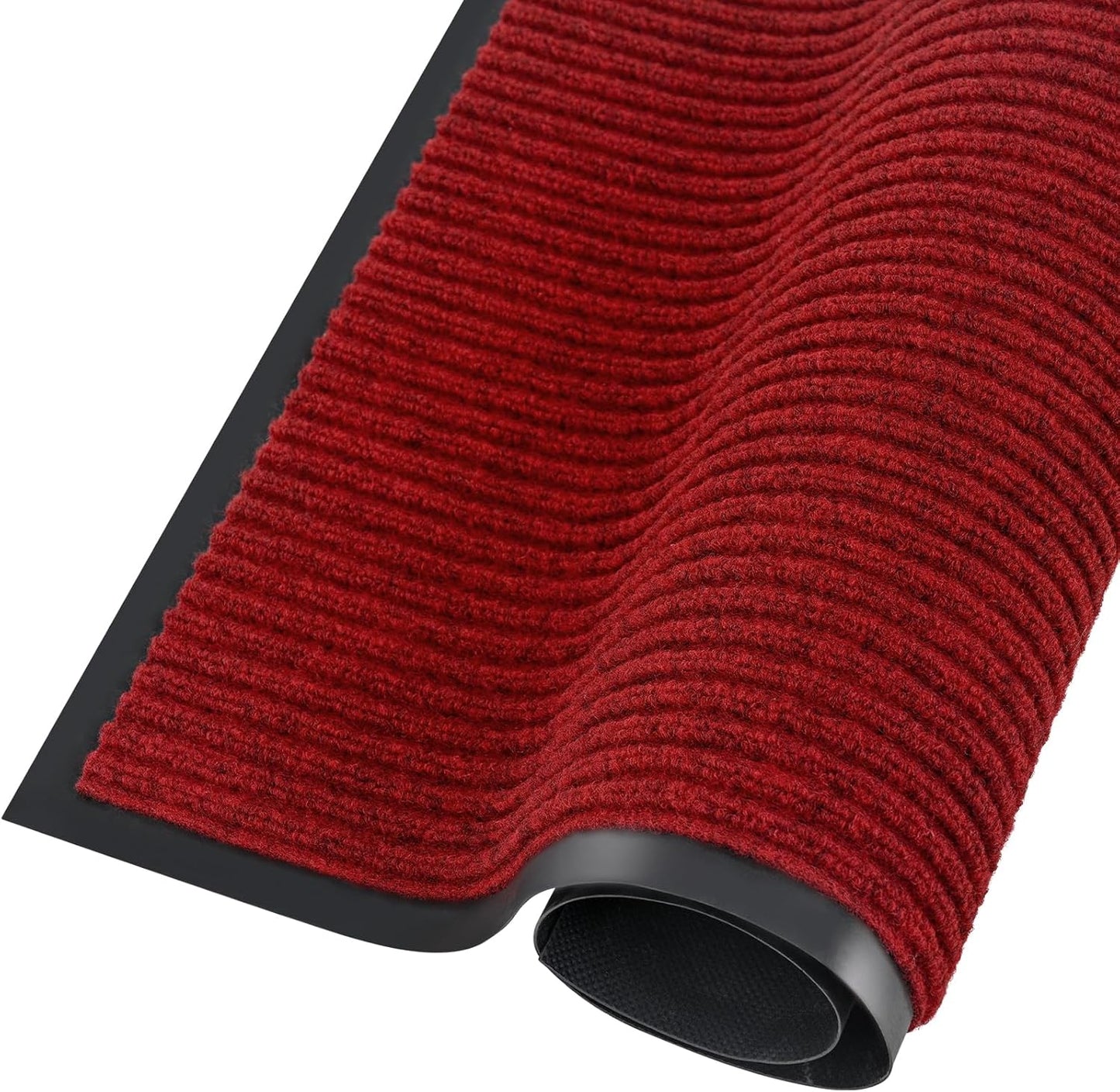 fani Heavy Duty Large Outdoor Indoor Entrance Black Doormat Waterproof Low Profile Entrance Rug Front Door Mat Patio Anti-Skid Rubber Back, 23x72 inch (Red)