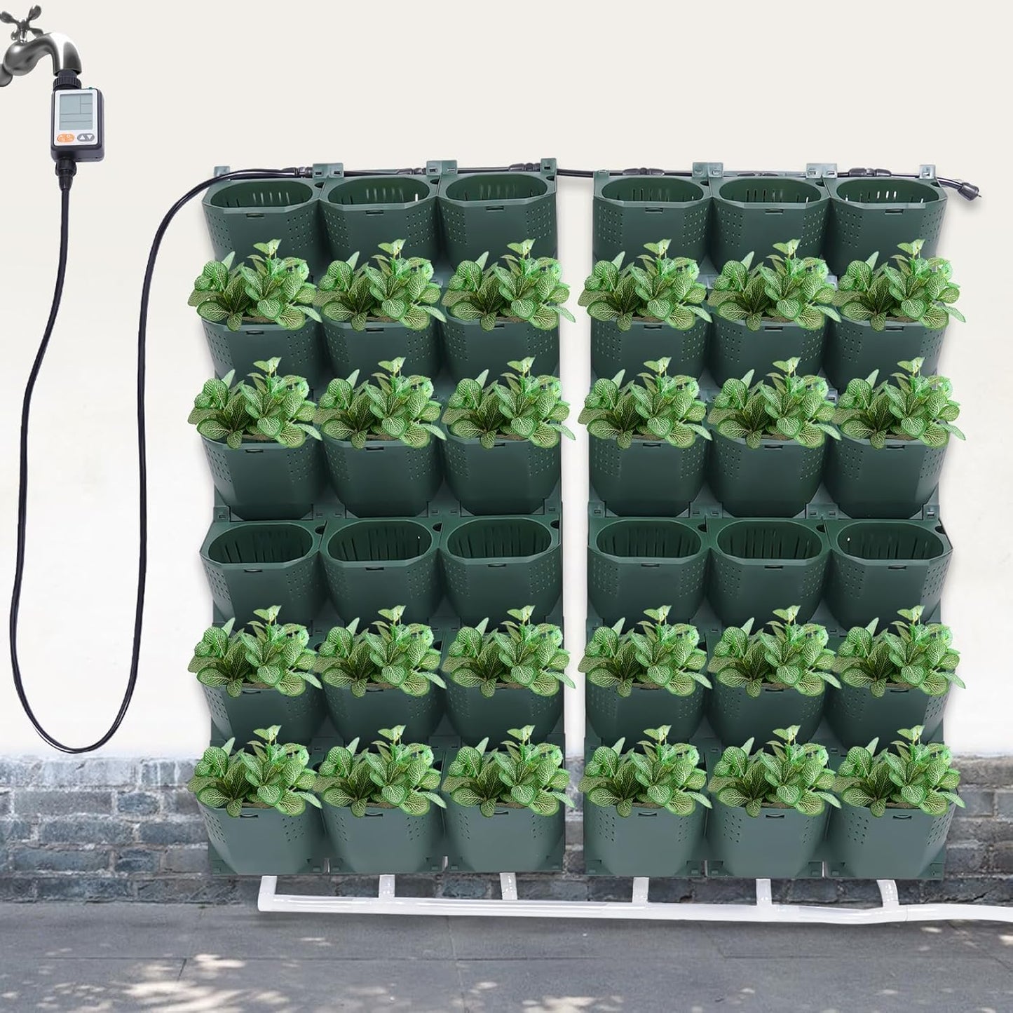 Self Watering Wall Planter with 36 Pots, Wall Planters for Indoor Plants, Vertical Garden Planter, Wall Mounted Plastic Plant Grow Pots for Fruits Vegetables Flowers Herbs (Green)