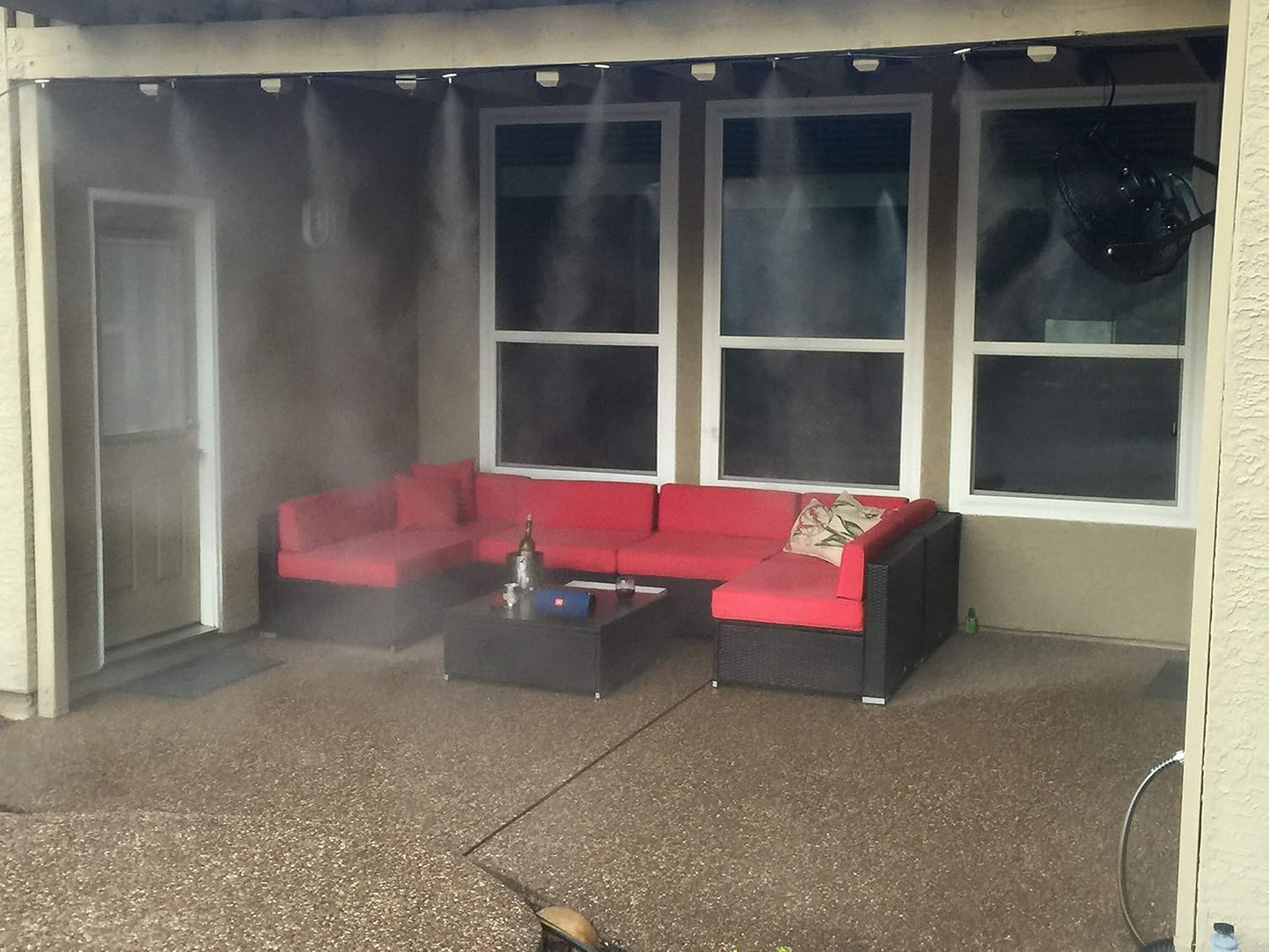 Misting Fan Kit with 1 Black Fan 18”, Mid Pressure Pump, Misting Rings, Nozzles, Nylon tubing, Filtration system & Manual, Connects to Any Outdoor Fans, Mister System for Lawn Patio Garden