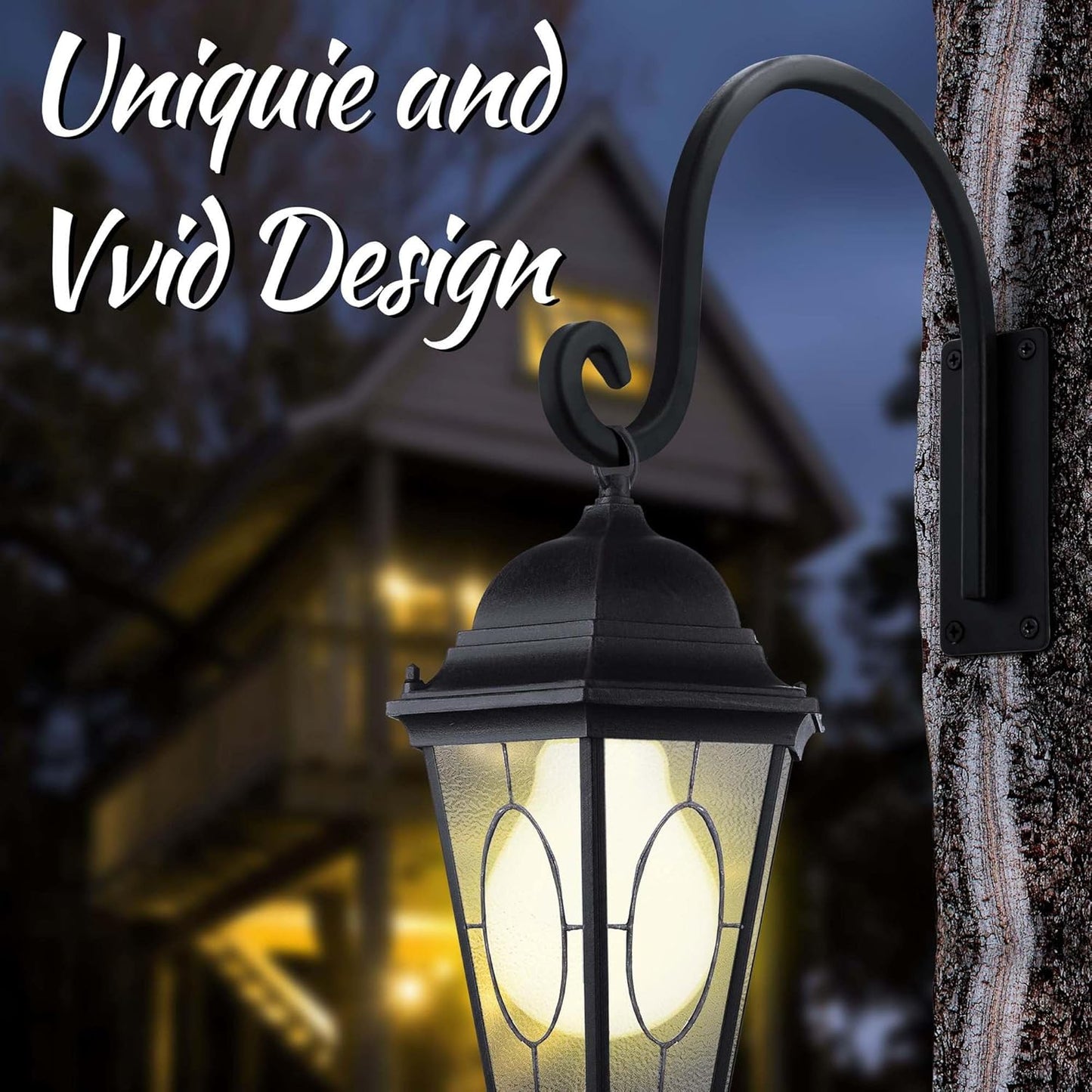 Heavy Duty Plant Hanger Bracket (8"/Black) Outdoor Hand-Forged Hanging Plant Bracket Durable and Stable Bird Feeder Hanger