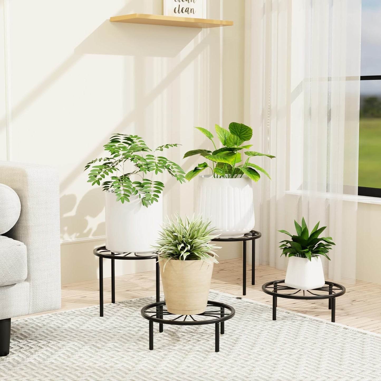 Plant Stand Plant Riser - Metal Flower Stand for Garden Home, Anti-rust Plant Holder for Multiple Plant Indoor or Outdoor.