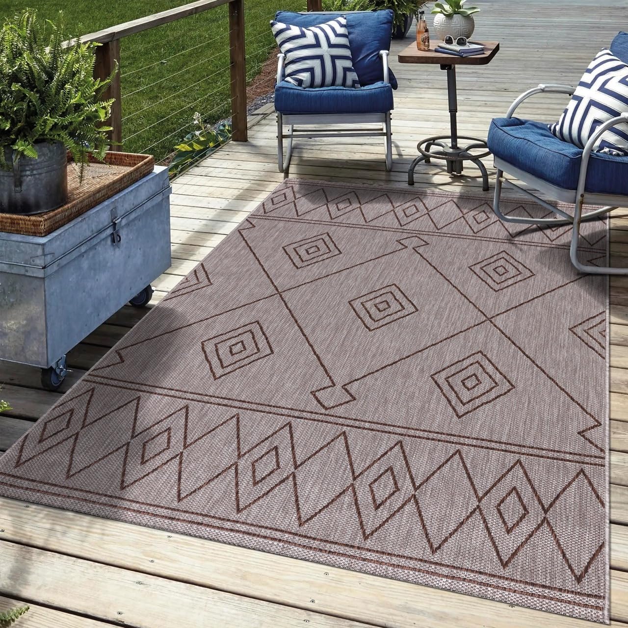 Keen Home Design Terrace Outdoor Area Rug - 12x15 Washable Indoor/Outdoor Rug for Patio, Kitchen, Balcony, Beach, Garden, Deck and Porch, Size: 12'x15'