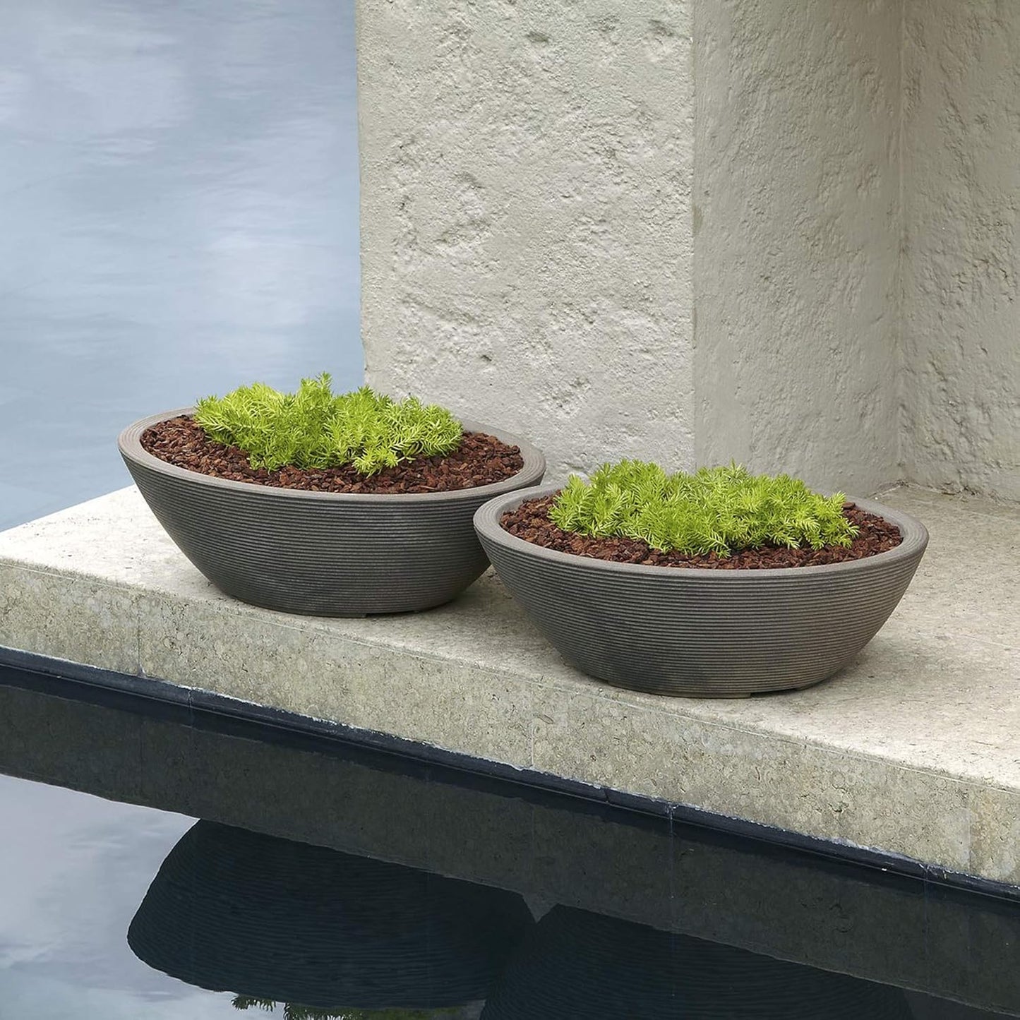 Crescent Garden Delano Oval Planter Bowl, Succulent Garden, Unique Indoor/Outdoor Double-Walled Plant Bowl with Plug- Oval Shape - 24" L x 17" W x 8" H (Old Bronze)