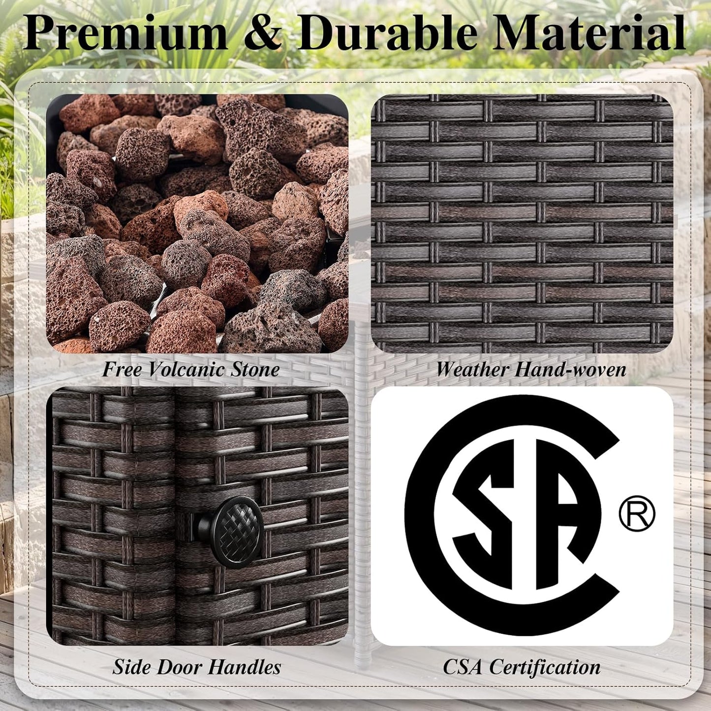 HUMMUH 6 Pieces Patio Furniture Set with Fire Pit,Outdoor Modular Sectional Loveseat Chairs with Table,All Weather PE Wicker Patio Conversation Sets for Deck Porch Backyard