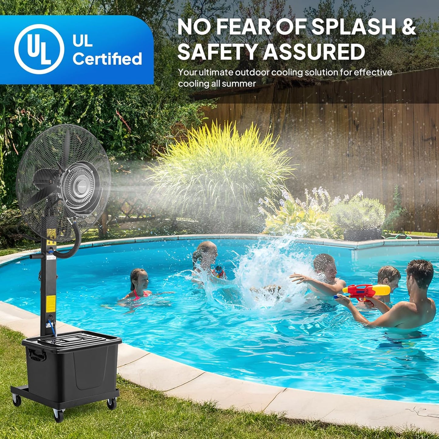 ROVSUN Max 8800CFM Misting Fan, 30Inch High Velocity Industrial Mister with 42L/11Gal Water Tank, 3 Speed Settings & Ajustable Mist Value, 60° Oscillation, For Outdoor Cooling, Patio, Barn, Greenhouse