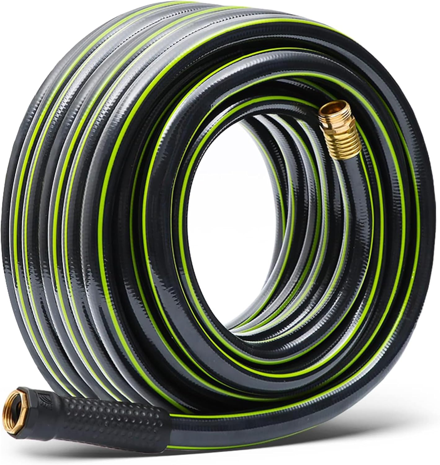 Worth Leader Long Garden Hose 5/8 in. x 50 ft. -No Kink, Flexible, Leakproof, Male to Female Fittings -Heavy Duty Durable PVC Lightweight Water Pipe with Brass Aluminum Ends for Household & Yard Use