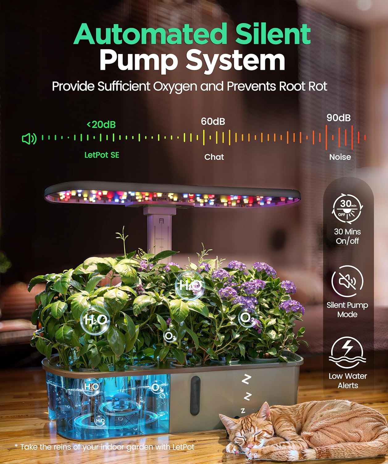 LetPot LPH-Air Hydroponics Growing System Kits, APP & WiFi Controlled Smart Indoor Garden with 24W Grow Light Full Spectrum, 10 Pods Planter Indoor Gardening for Gifts, Kitchen, Vegetable (Green)