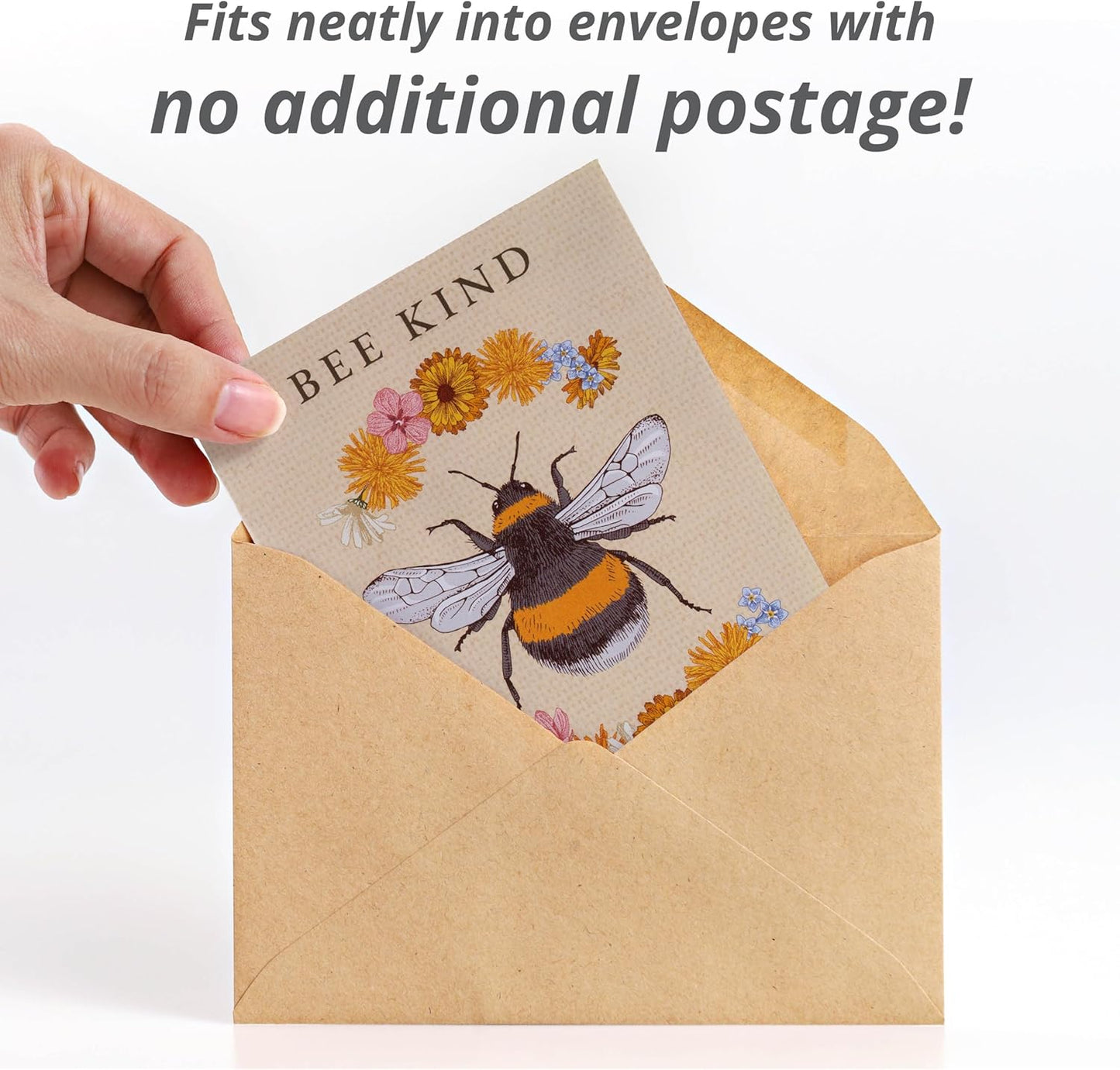 Bentley Seed Co. | Bee Kind Pollinator | Beautiful Bee Art | Environmental Favors Cards for Guests Seed Packets | Pollinator Wildflower Mix Seed Packets | Eco-Friendly Hand Out Gift | 25 Pack