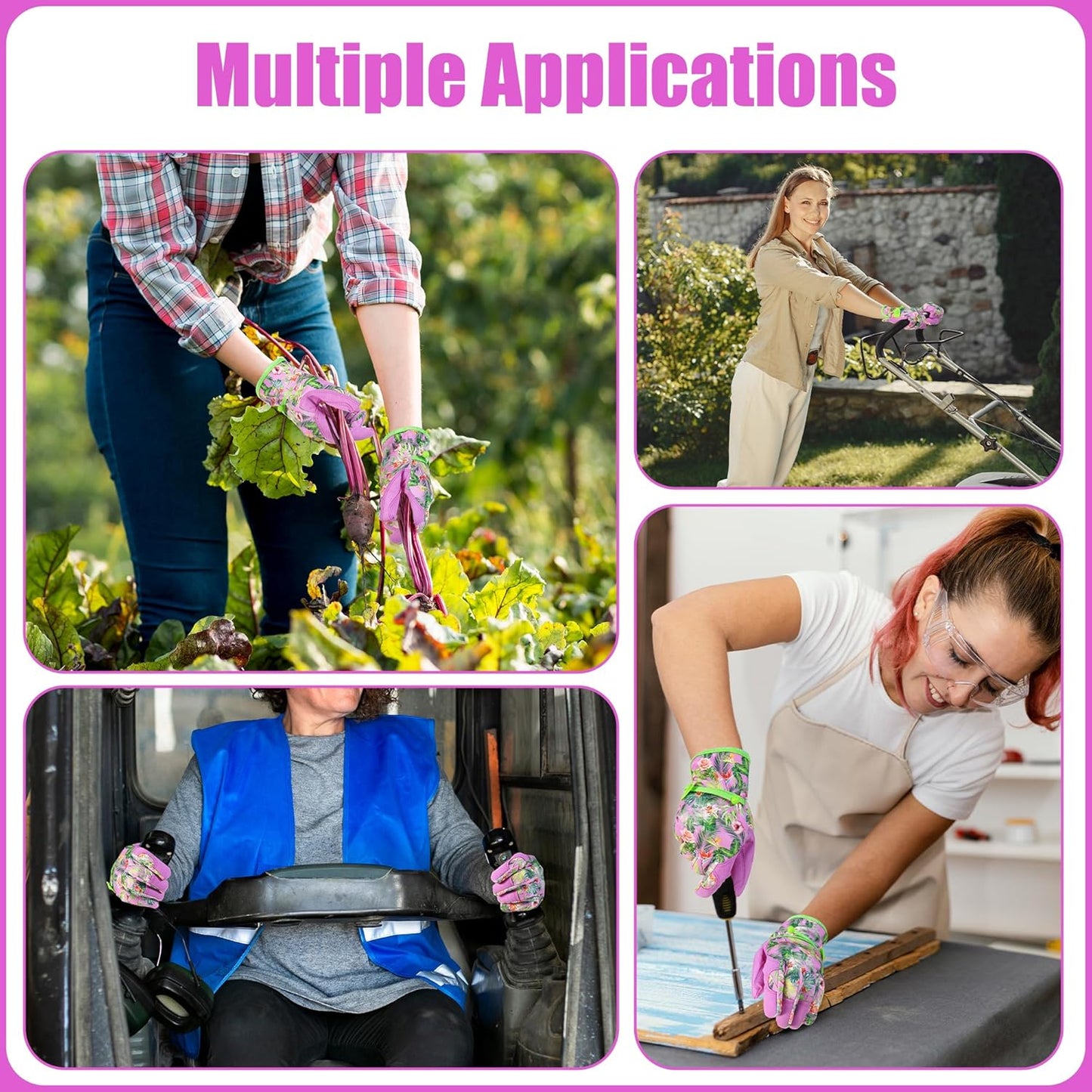 HANDLANDY Women Safety Work Gloves Utility Touch Screen Working Grip Glove for Yardwork Gardening Breathable Mechanic Gloves