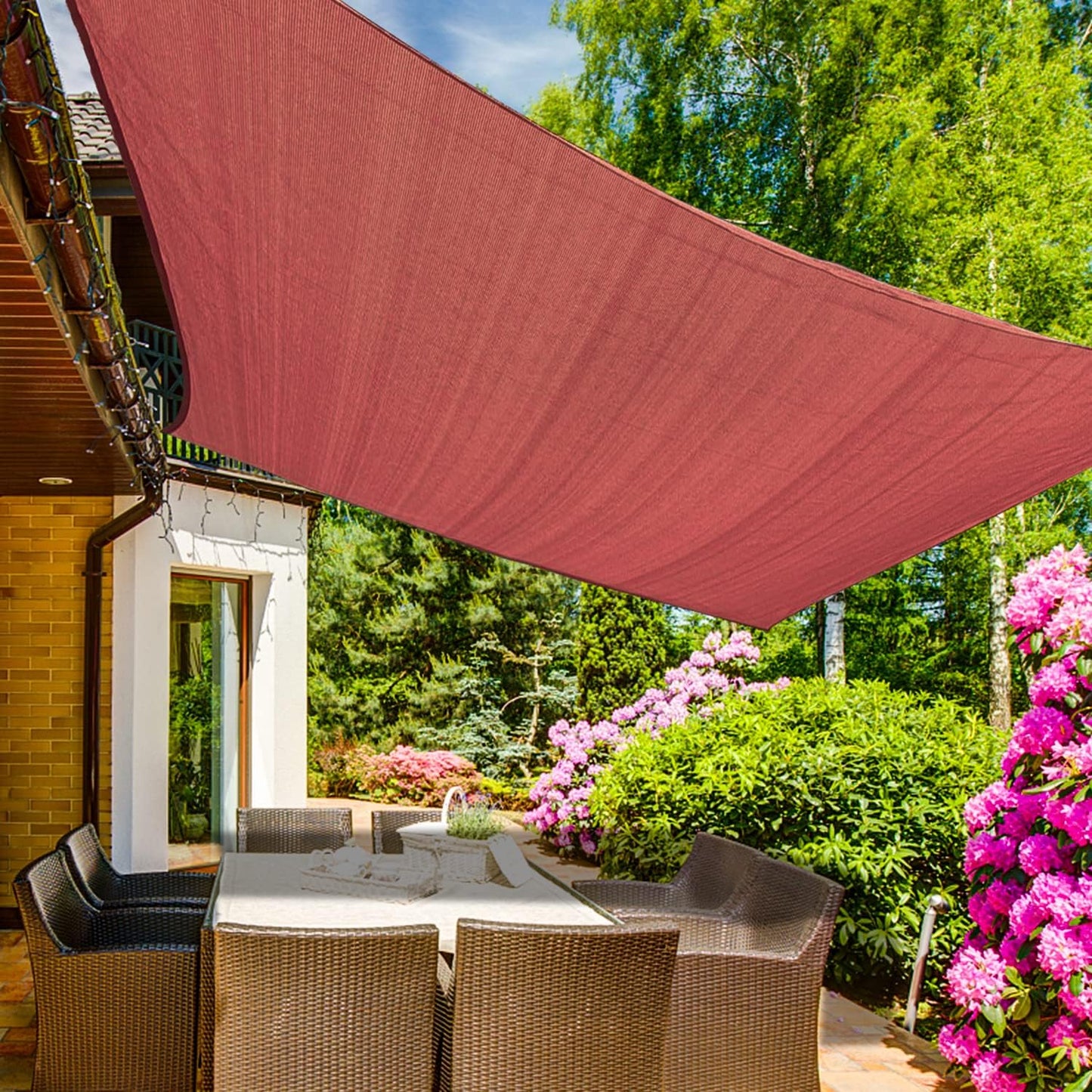 KANAGAWA 6'X10' Rust Red Custom Size Sun Shade Sail Rectangle UV Block Canopy Cover for Patio Backyard Lawn Garden Outdoor (Customized Available)