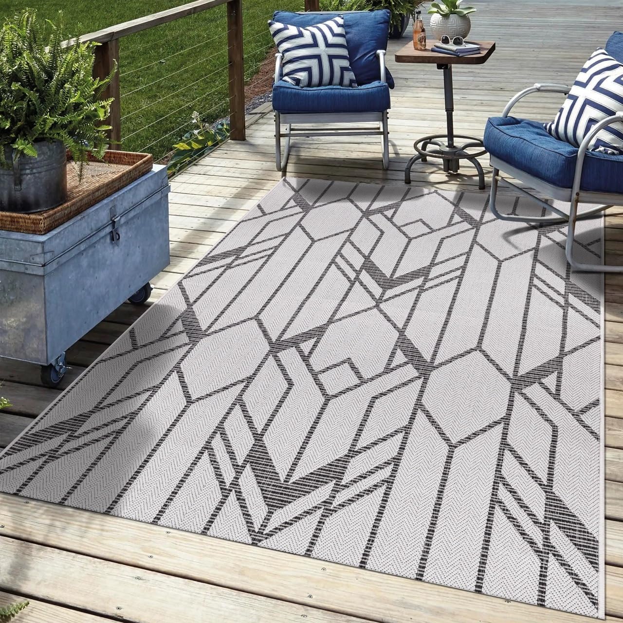 Keen Home Design Terrace Outdoor Area Rug - 10x14 Washable Indoor/Outdoor Rug for Patio, Kitchen, Balcony, Beach, Garden, Deck and Porch, Size: 10'x14'