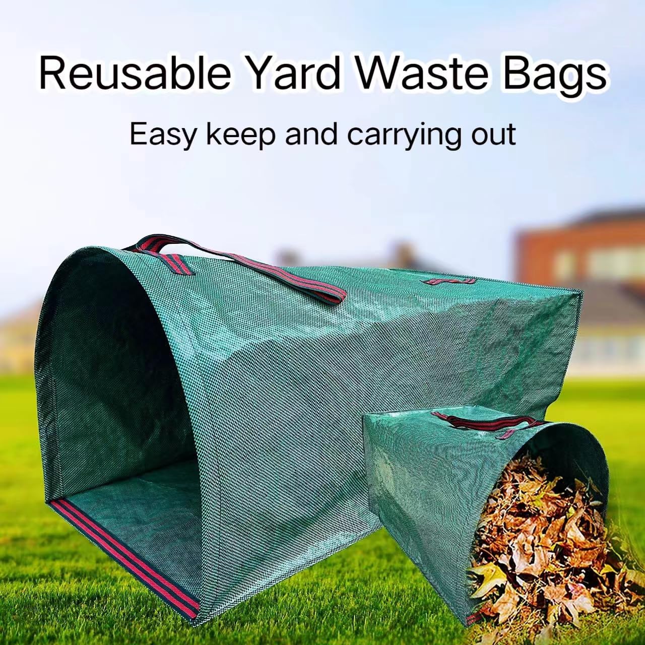 2-Pack Yard Waste Bags，Large Yard Dustpan-Type Garden Bag for Collecting Leaves，Reuseable Heavy Duty lawn and leaf bags，Garden Waste Container for Clean Up Outdoor Debris Leaves Grass Clippings