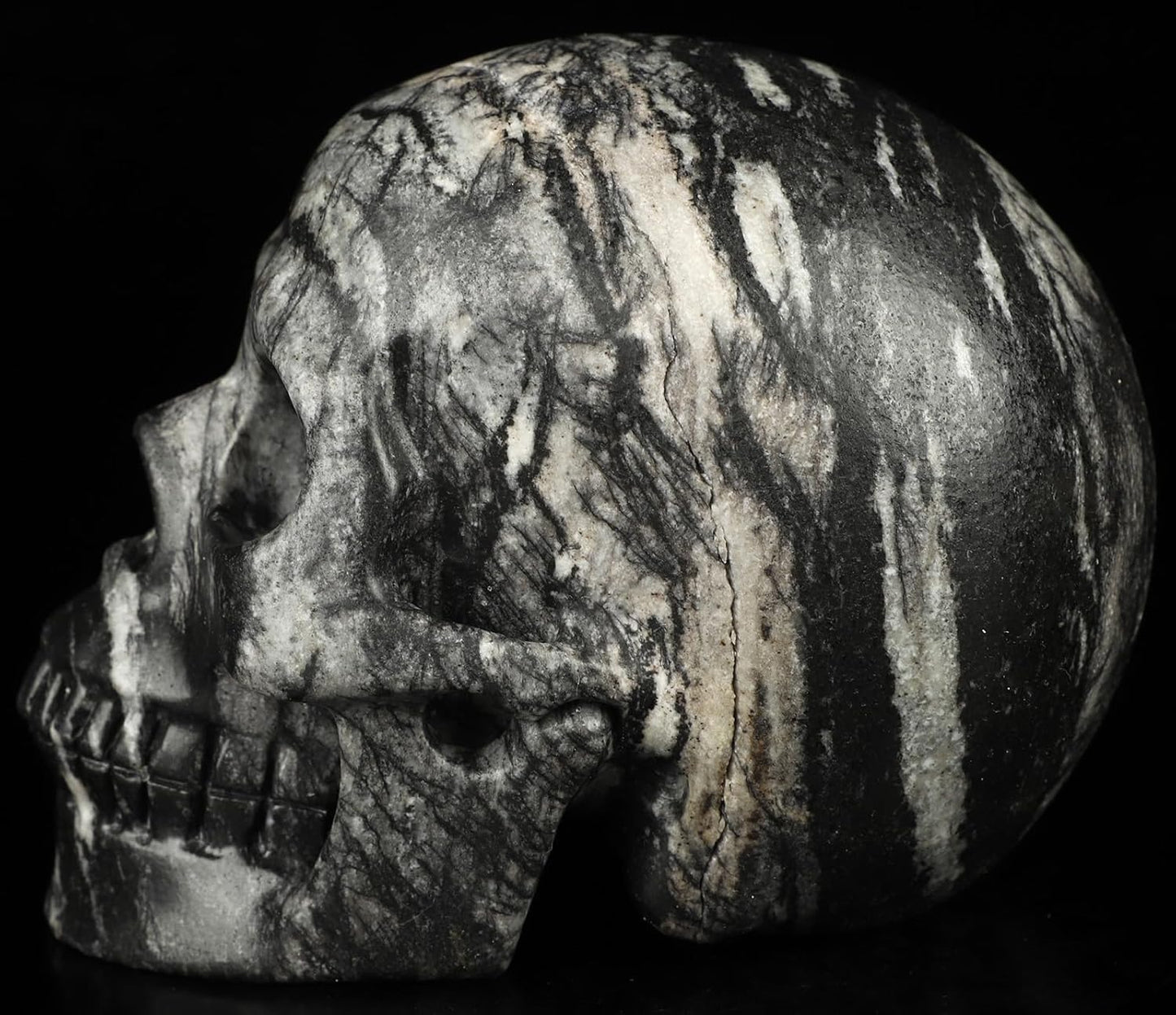 Skullis 5.0”Picasso Jasper Crystal Skull, Hand Carved Gemstone Fine Art Sculpture, Reiki Healing Stone Statue.2634.