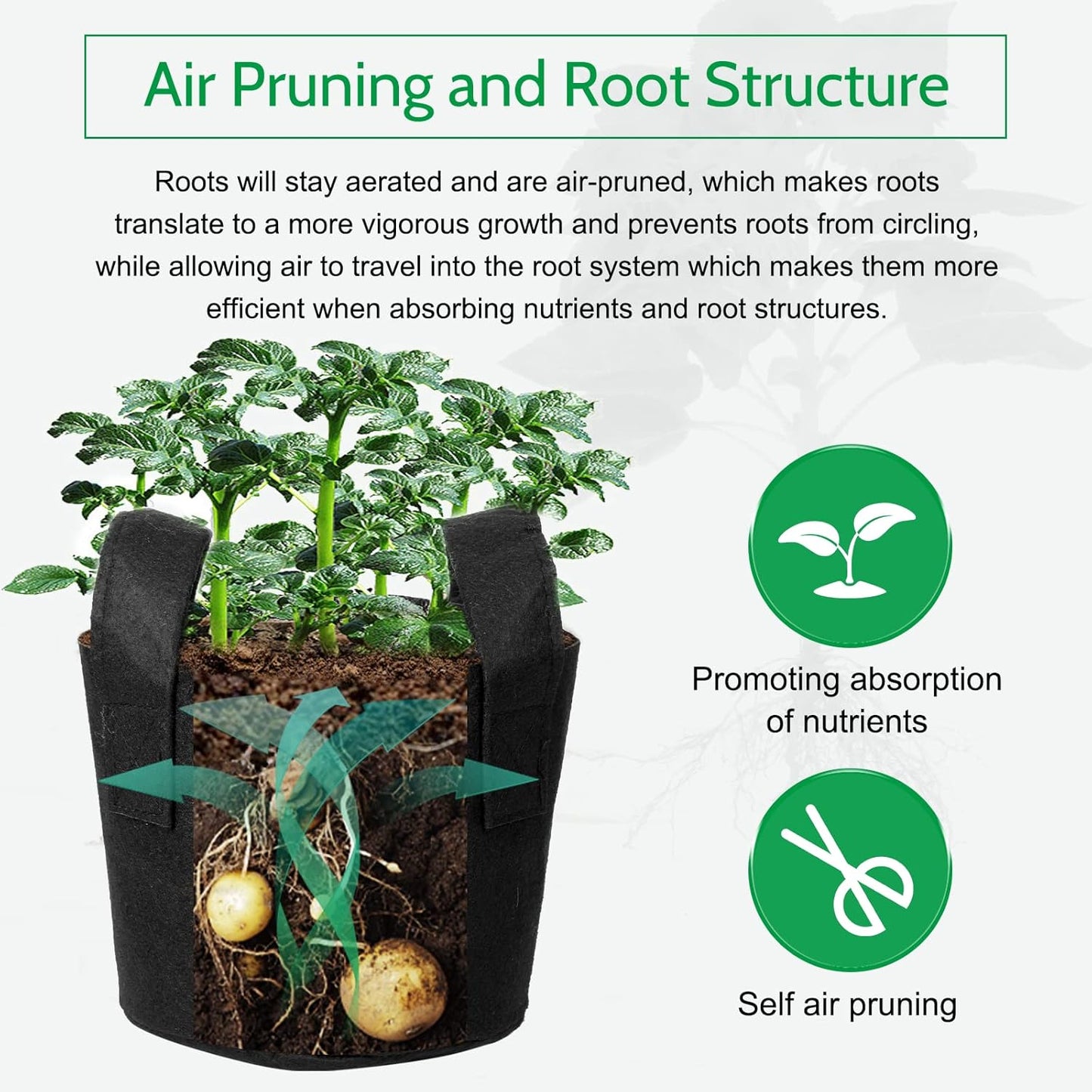 JERIA 12-Pack 2 Gallon, Vegetable/Flower/Plant Grow Bags, Aeration Fabric Pots with Handles (Black), Come with 12 Pcs Plant Labels