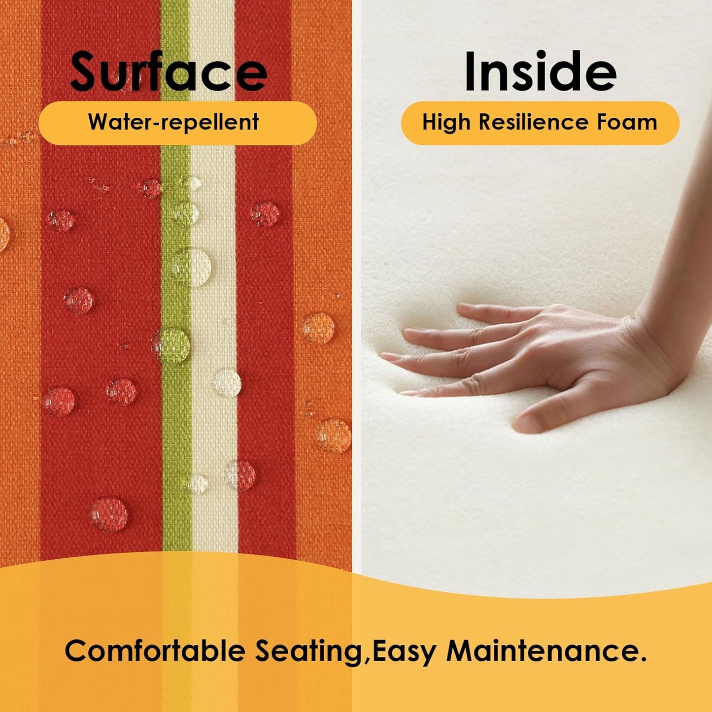 Outdoor Round Corner Seat Cushion, 17"x16"x2", Set of 4, Non Slip Seat Cushion Pads with Removable Cover for Patio Furniture, Garden Yard Lawn, Rainbow Stripe