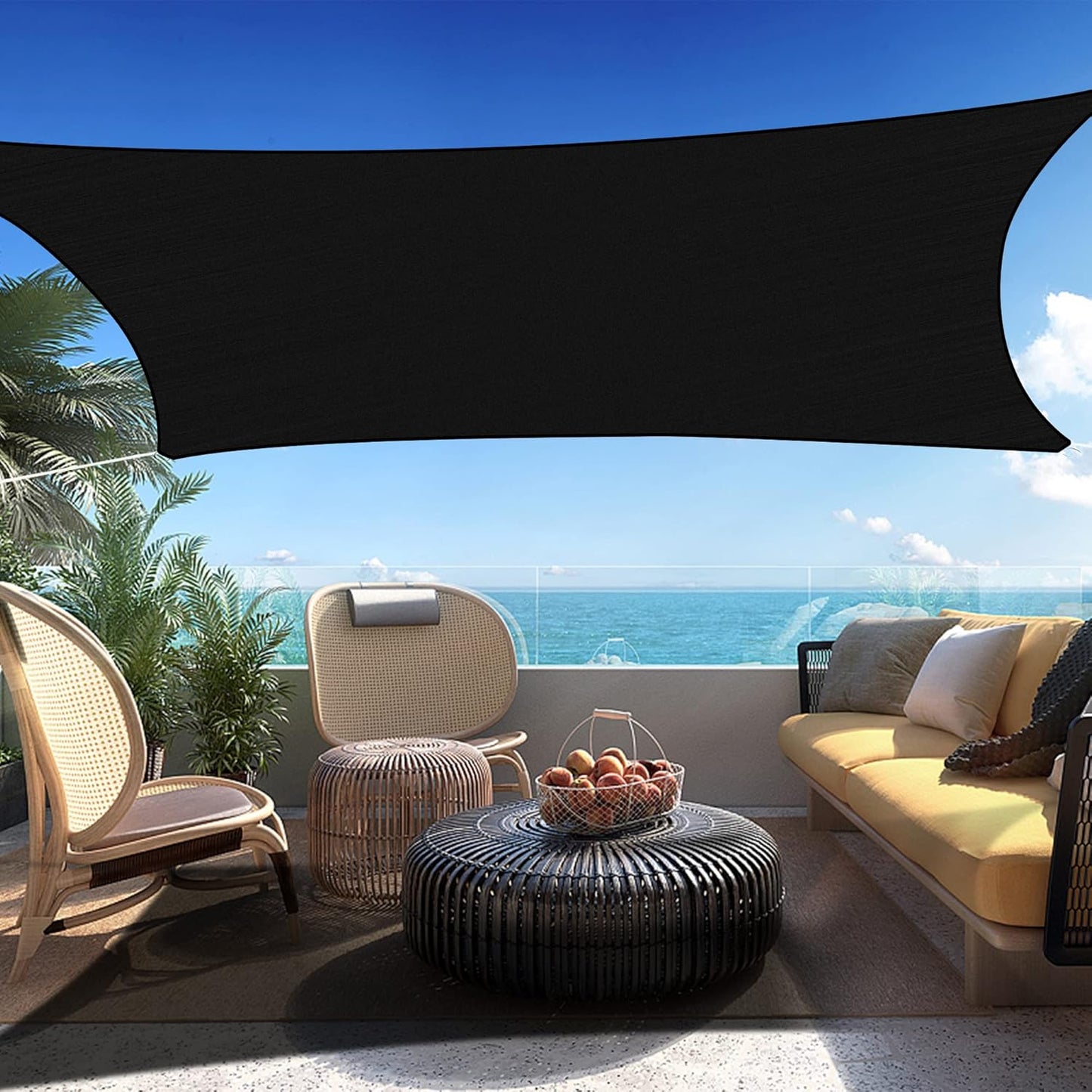 4' x 4' Black Square Sun Shade Sail SSP1212 Canopy Durable Fabric UV Block Awning,We Make Custom Orders
