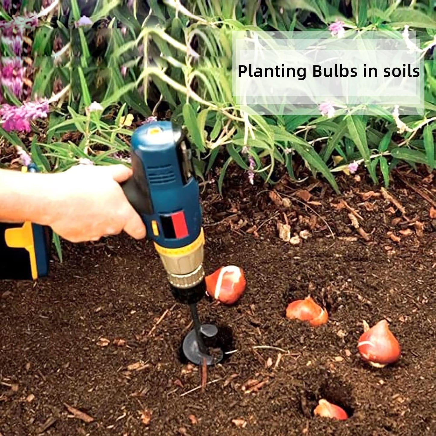 Auger Drill Bit for Planting 2x14.5'', Ground Soil Spiral Bit for 3/8" Hex Drive, Yard Auger for Bulbs, Hole Digger, Umbrella Holes, Bedding Digging Planter Tool