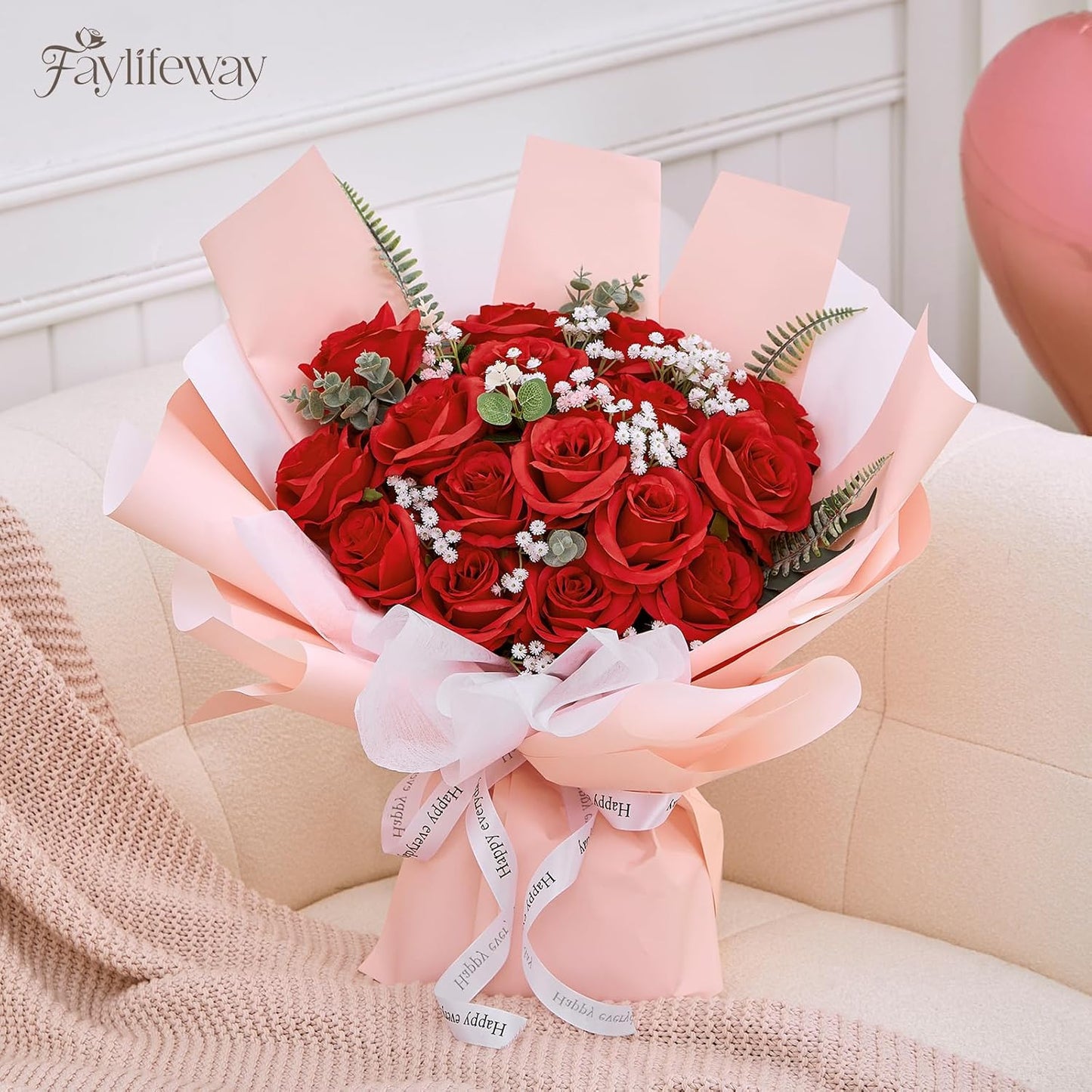 20PCS Artificial Red Roses, 3.9'' Silk Flower Head Fake Red Rose with Long Stems, Realistic Faux Roses Bouquet for DIY Wedding Home Party Office Decoration
