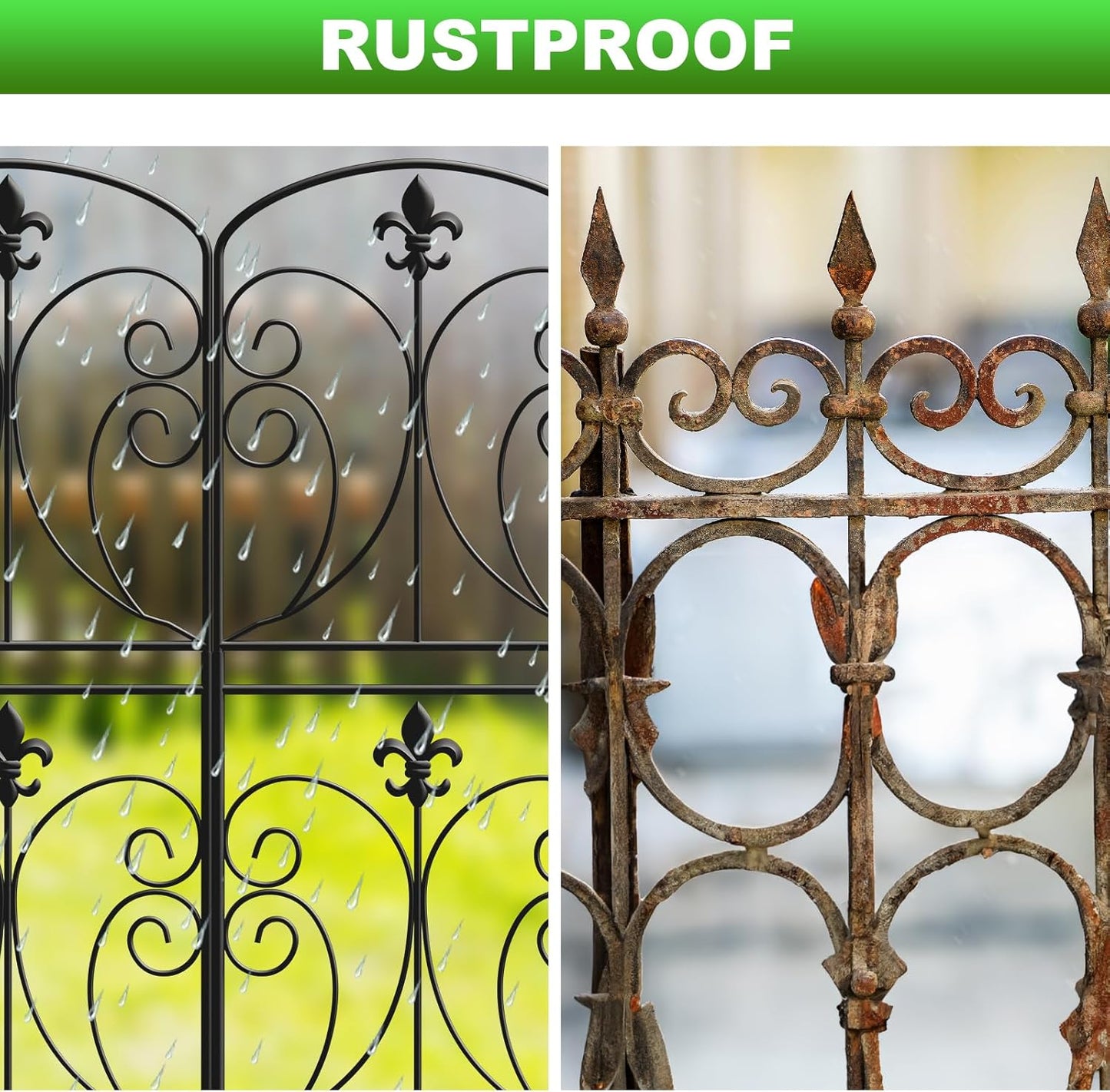 Skcoipsra Decorative Garden Fence 15 Pack, 37.5in(H) x 16ft(L) Animal Barrier Fence, Rustproof Metal Fencing for Yard, Dog Rabbits Wire Section Garden Edging Border for Yard Patio Garden, Arched