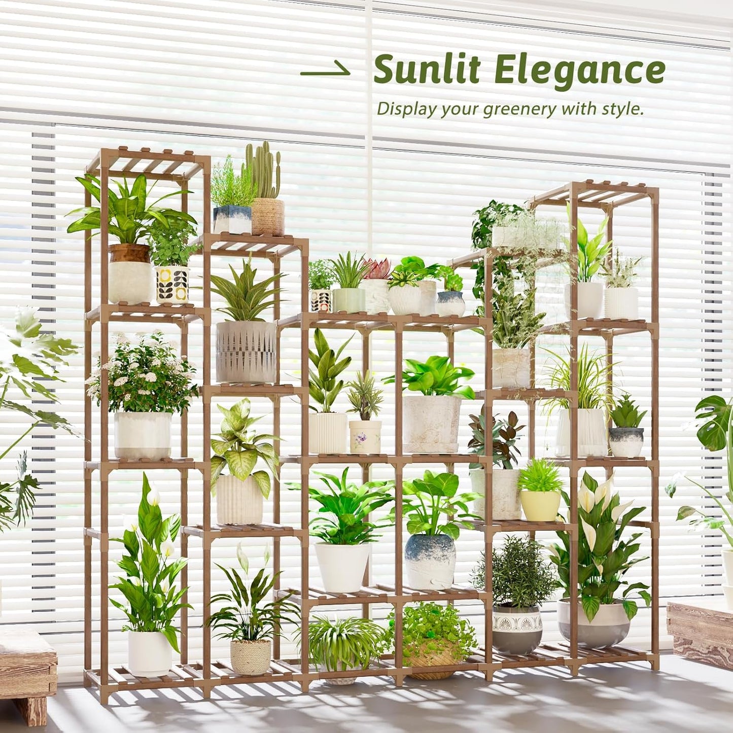 22 Tiers Plant Shelf for Plants Large Indoor Plant Stand Plant Rack Extra Large Wood Plant Stands for Hanging Plant Holder for Patio Balcony Garden