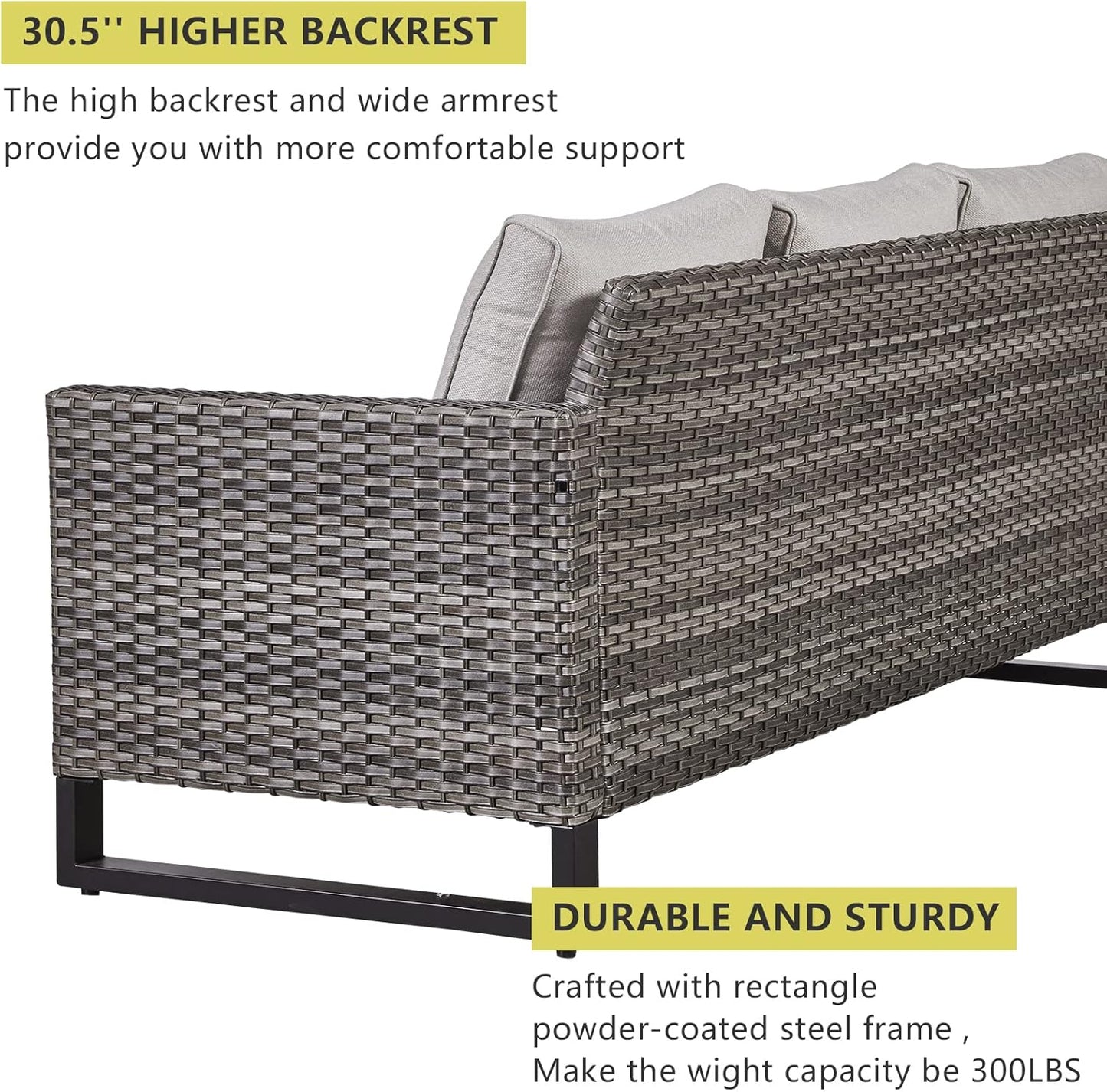 HUMMUH 6 Piece Patio Furniture Set PE Wicker Outdoor Couch,Patio Swivel Rocker Chairs and Tables for Porch,Garden,Backyard
