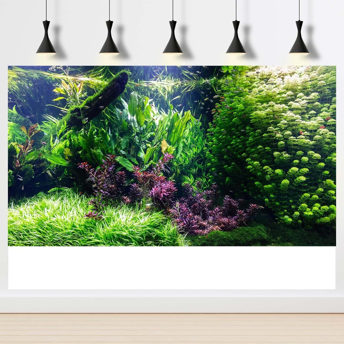 Aquarium Background Various Underwater Grass Plants Aquarium Backdrop Vivid and Fresh Green Aquatic Plants Stone River Bed and Dead Wood Tank Background Vinyl 36x24in