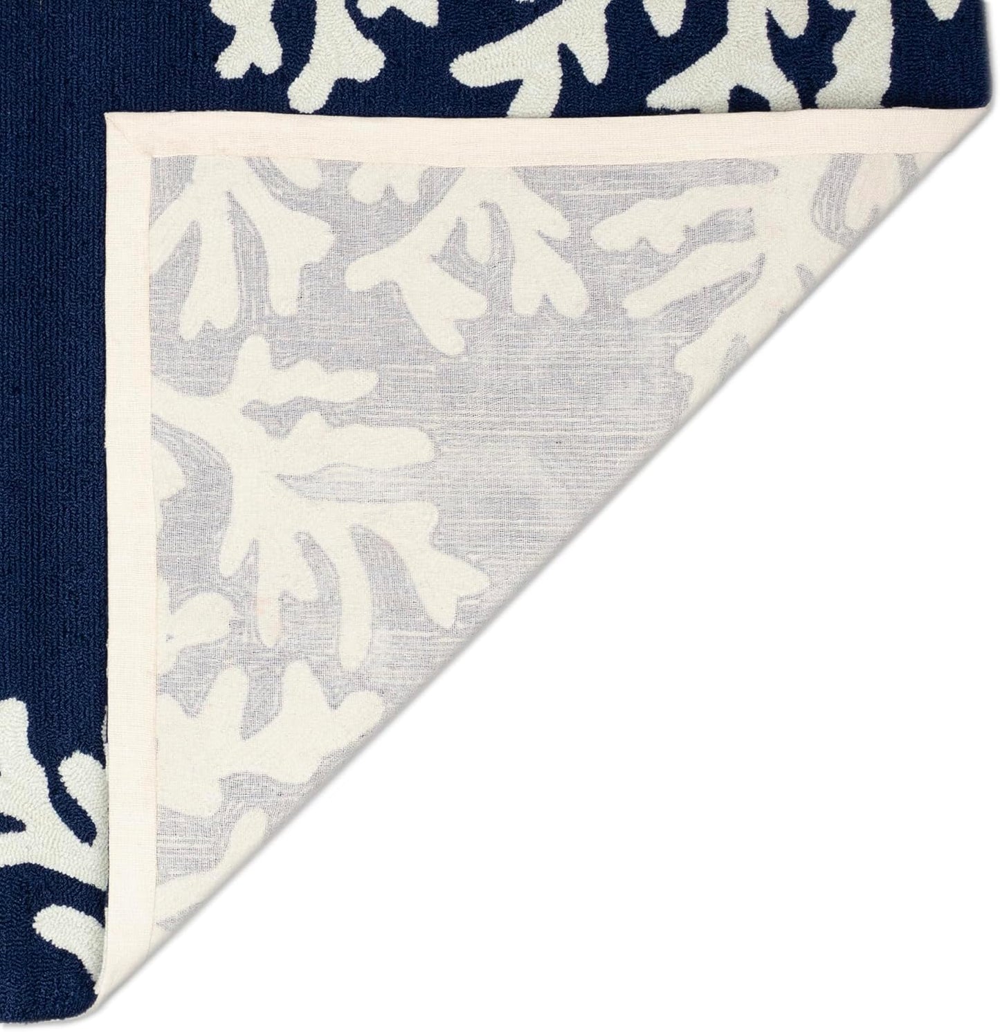 Liora Manne Capri Coastal Coral Border Navy Indoor/Outdoor Rug, 2'6 x 4