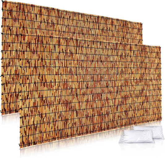 Reed Fencing Rolls,Patio Privacy Screen,Decorative Bamboo Fence Rolls for Patio Balcony Garden Backyard Outdoor,5x16FT(2Pcs)