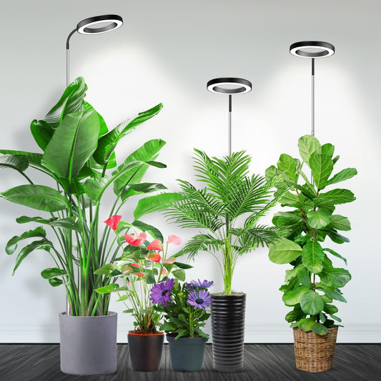 Garpsen Plant Light, Full Spectrum Grow Light with Gooseneck, 3 Colors Modes and 5 Dimmable Levels, 6/12/16H Timer, 65'' Height Adjustable Grow Lamp for Large Plants(3Pack)