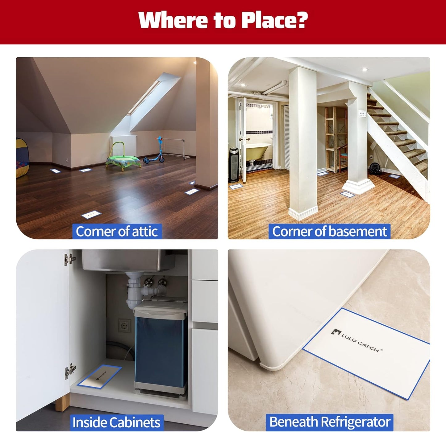 LULUCATCH Cricket Insect Glue Traps - 48 Pack Bug Sticky Traps, Large & Adhesive Spider Scorpion Trap with Pre-Baited Attractant, Highly Effective Glue Boards Indoor, Non-Toxic, Pet Safe Pest Control