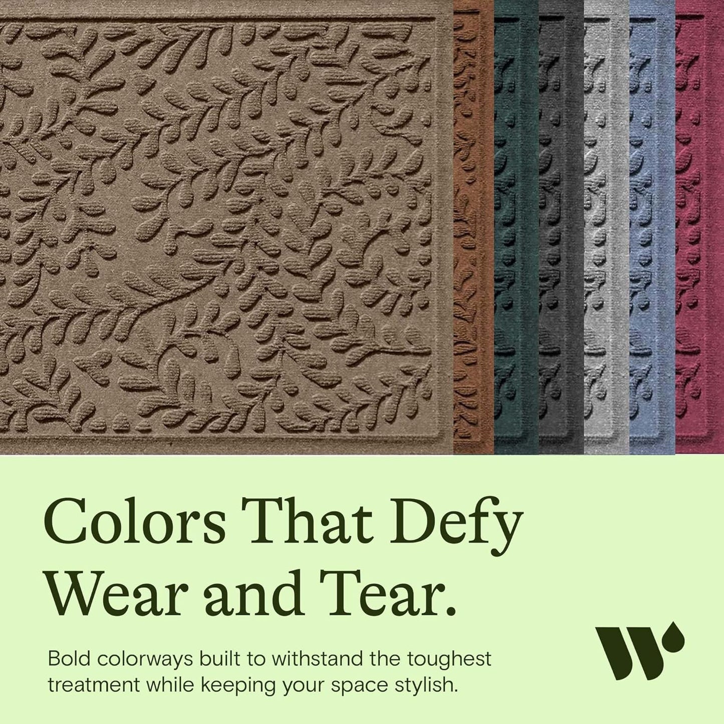 WaterHog Indoor/Outdoor Door Mat, 2' x 5', Made in USA, Durable & Skid-Resistant Front Door Rug, Decorative, Water-Trapping & Heavy-Duty Entryway Mat for Your Home, Boxwood Collection, Khaki/Camel