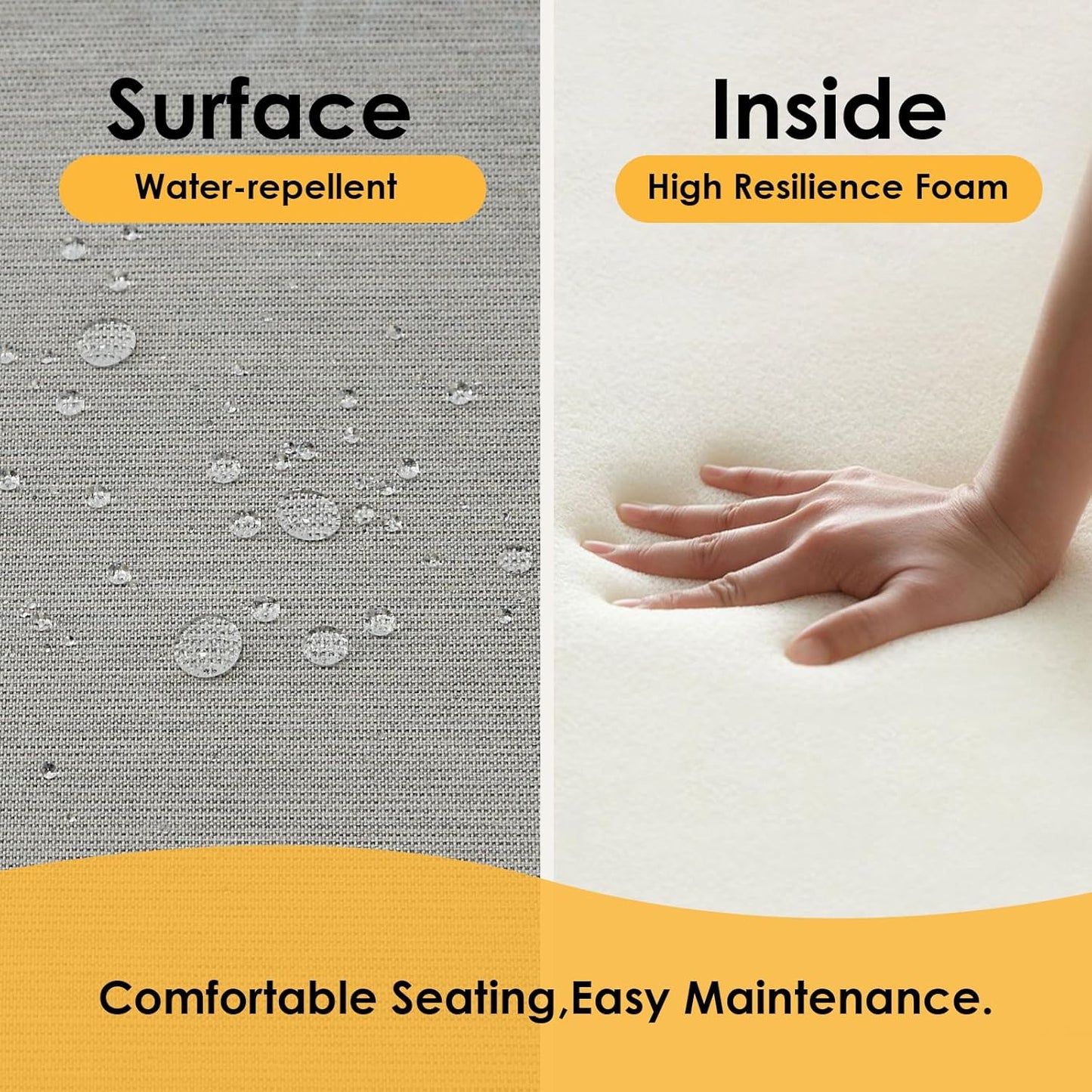 Outdoor Sunbrella Square Corner Seat Cushion, 19"x19"x3", Set of 4, Non Slip Outdoor Seat Cushion Pads with Removable Cover for Patio Furniture, Garden Yard Lawn, Specrtum Pebble