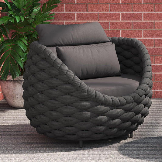 TWT Outdoor All-Weather Polyester Rope Balcony Couch with Cushions & Pillows, Perfect for Patio, Balcony, Backyard, Deck, Poolside, Dark Grey