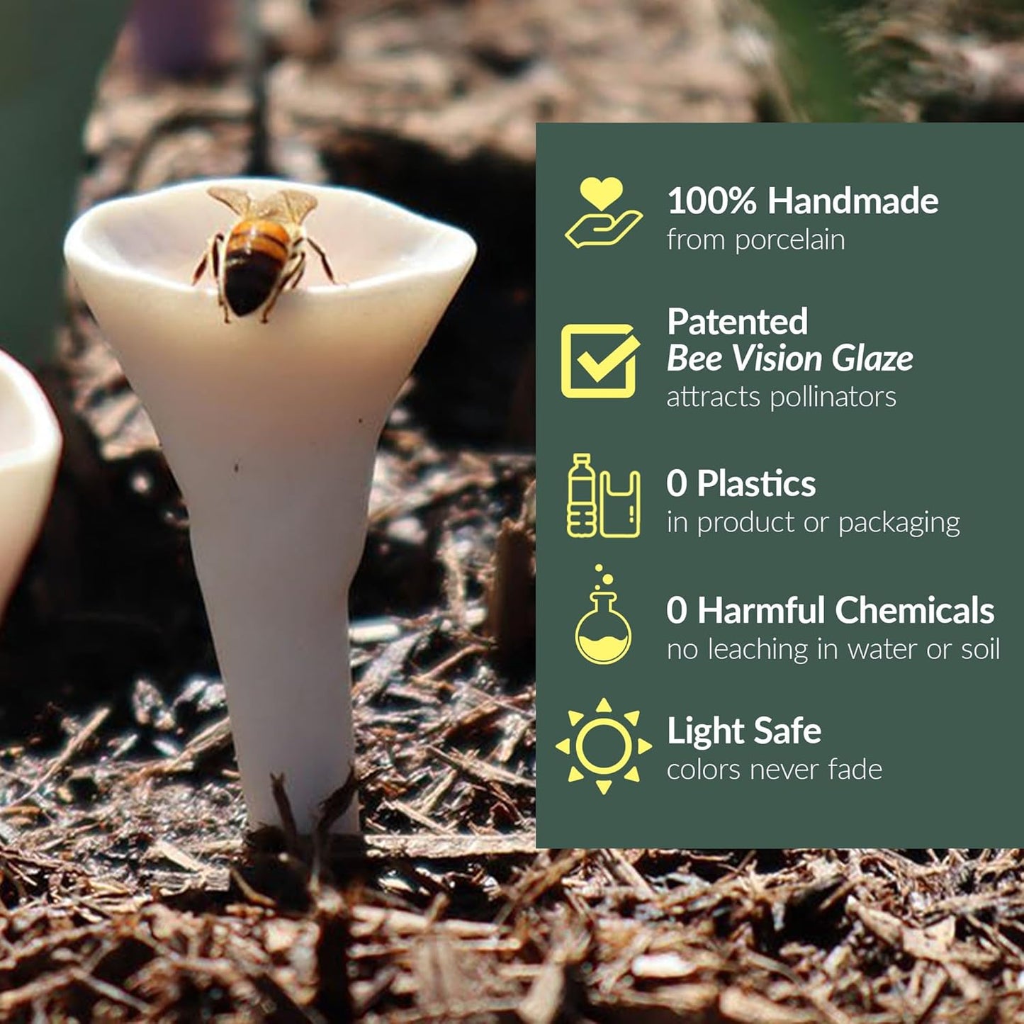 5 Pack, Bee Watering Station, 100% Handmade Porcelain, Bee and Butterfly Feeder for Garden, Outdoor Feeder for Thirsty Pollinators, 0 Plastic, Bee Attracting Glaze (5, Butterfly Special Red)