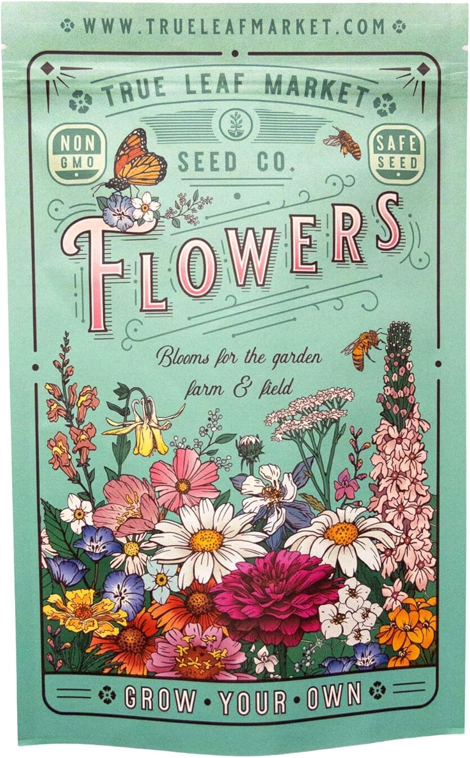All Annual Wildflower Mix Seeds for Planting - 4 Oz ~4,000+ Seeds - 21 Varieties Including California, Indian Blanket, Scarlet Flax, & More - Attracts Pollinators - Bulk Wildflower Seed