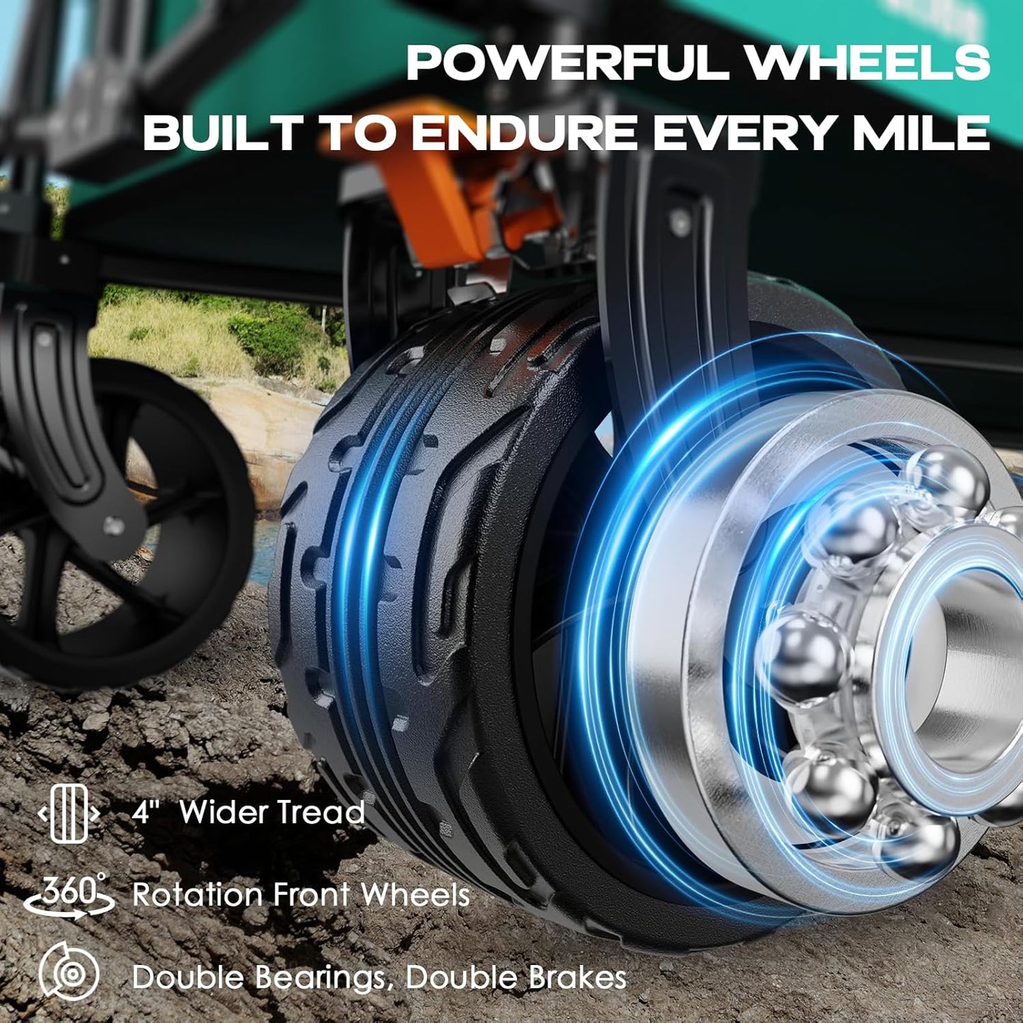 Navatiee 300L Collapsible Wagon Cart Foldable Extra Large, 48''L Folding Extended Beach Wagon with 440LBS Weight Capacity and Big All-Terrain Wheels, Heavy Duty Utility Garden Cart for Sports Outdoor