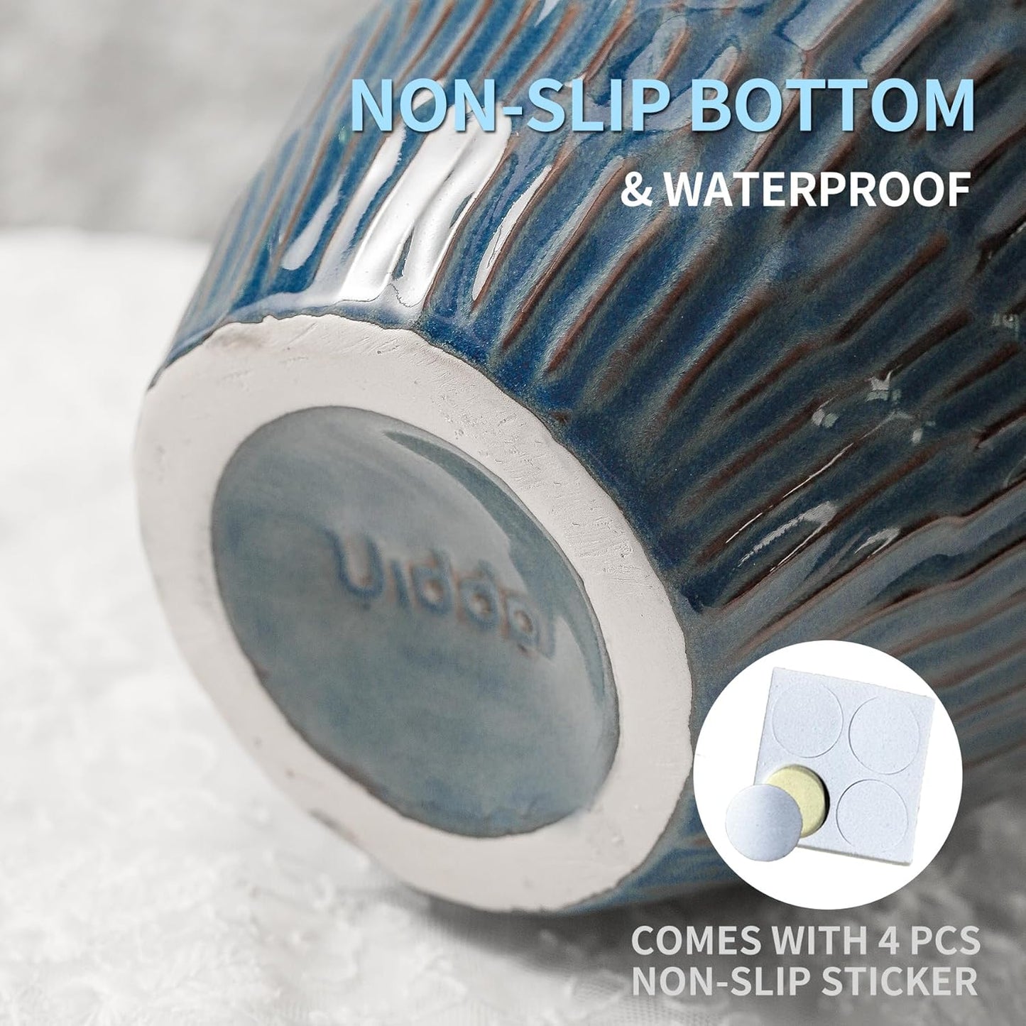 Blue Ceramic Vase for Home Decor, 12.6 Inch Tall Flower Vase with Modern Textured Finish,Decorative Floor Vase for Pampas Grass, Entryway, Living Room, Dining Table, Farmhouse or Office