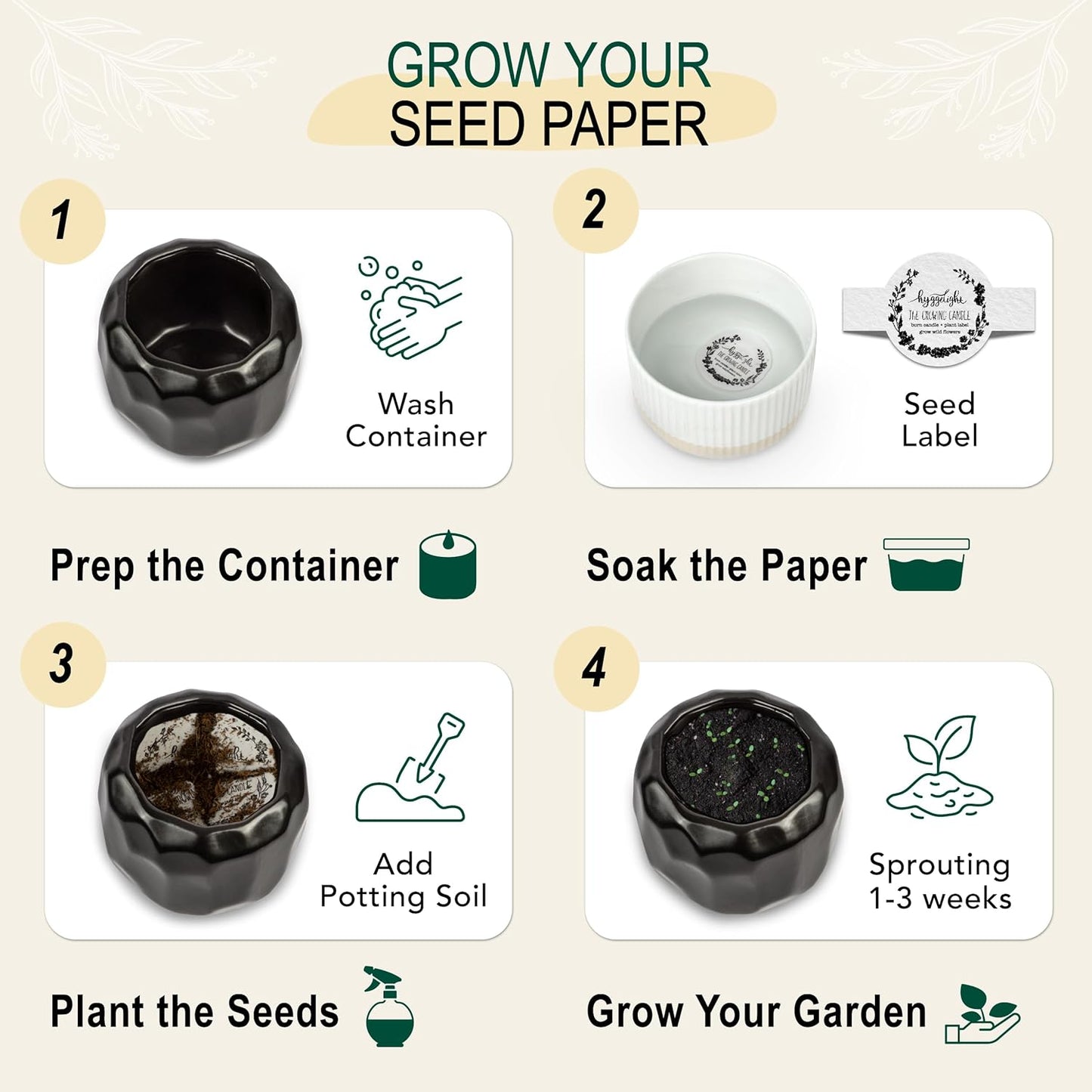 The Growing Candle, Lavender Scented, 13oz Ceramic Pot, Single Wick Aromatherapy Candles, 100% Soy for Women and Men, Emma