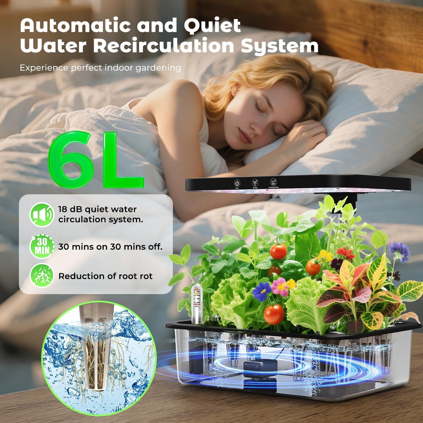 Stainless Steel Hydroponics Growing System kit Indoor Garden: 15 Pods Herb Garden with 24W Full Spectrum Grow Light, Hydroponic Gardening System with Silent Pump, Planting Height Up to 19.7"