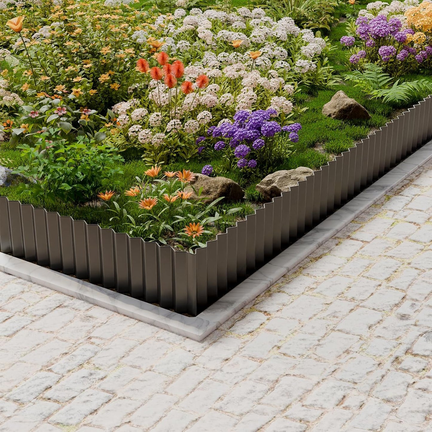 SnugNiture Corrugated Metal Garden Edging,8" x 20' Sturdy Lawn Edging Border,Landscape Edging Border for Lawn, Flower Bed,Garden and Yard