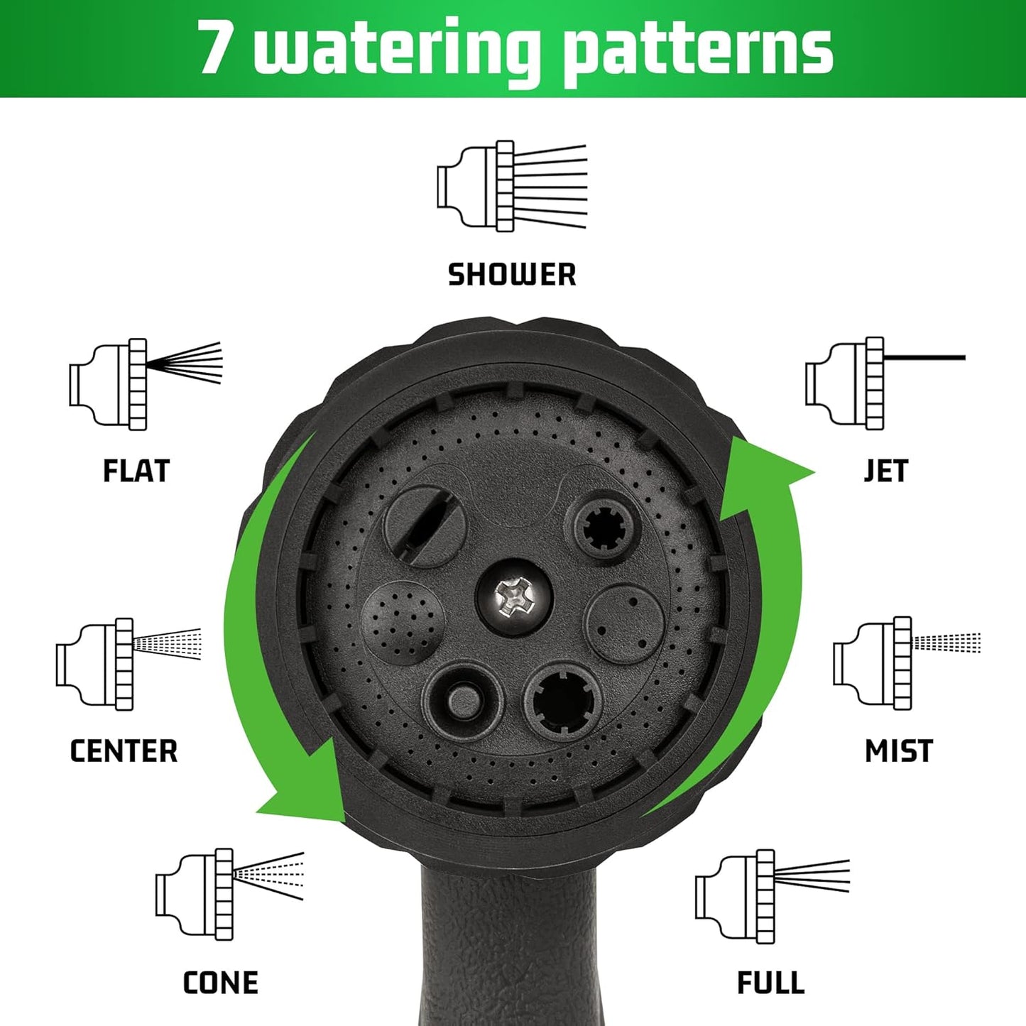 NEXCOVER Garden Hose Nozzle Sprayer - 7 Adjustable Watering Patterns Nozzle for Water Hose, Non-Slip Garden Spray Nozzle Hose Attachment for Car Washing, Watering Plants, Pets Showering,Lawns Cleaning