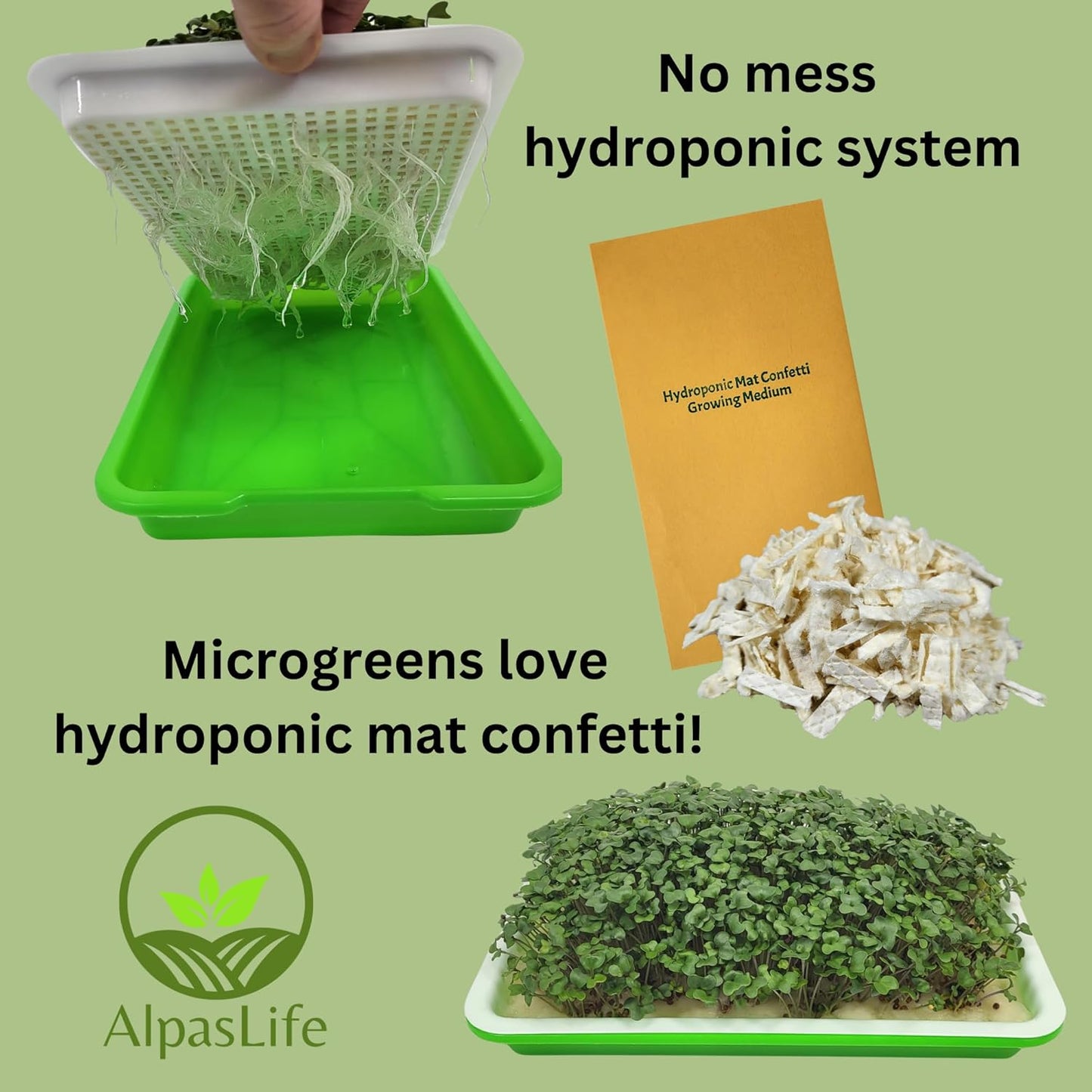 Home Microgreens Kit Refill - Hydroponic Growing Medium - Premeasured for 4 plantings; Includes Non-GMO Organic Broccoli and Radish Seeds for 4 Harvests