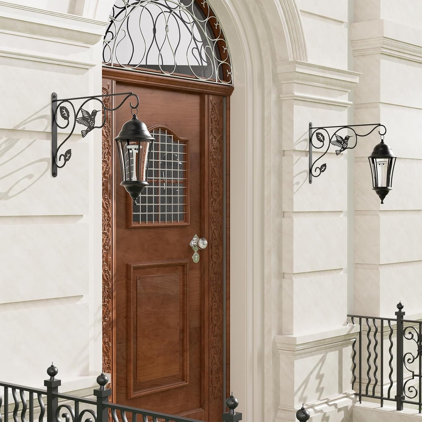 2 Pack Heavy Duty Plant Hooks for Hanging - 12 Inch Metal Wall Hangers Indoor/Outdoor, Sturdy Plant Bracket for Bird Feeders, Planters, Lanterns, Wind Chimes - Patio, Garden, Home Decor (Black)