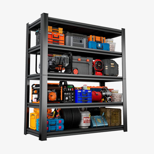 Heavy Duty 5-Tier Shelving Unit 2500LBS Capacity - Adjustable Steel Garage Shelves for Warehouse, Basement Storage(35.4''W×11.8''D×77''H)