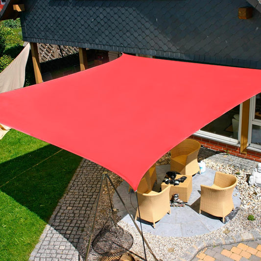 KANAGAWA Sun Shade Sail 10'x10' Scarlet Rectangle UV Block Canopy Awning Shelter Fabric Cloth Screen for Outdoor Patio Garden Backyard