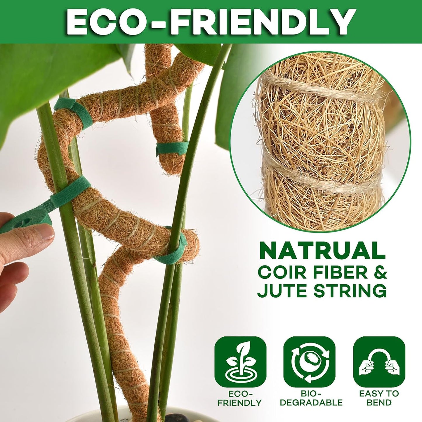 2 Pack Moss pole - 46 Inch Moss Pole Indoor - Monstera Plant Support - Plant Stakes for Indoor Plants - Plant Stiks support Tall - Moss Pole for Climbing Plants support - Monstera Pot - Moss Poles