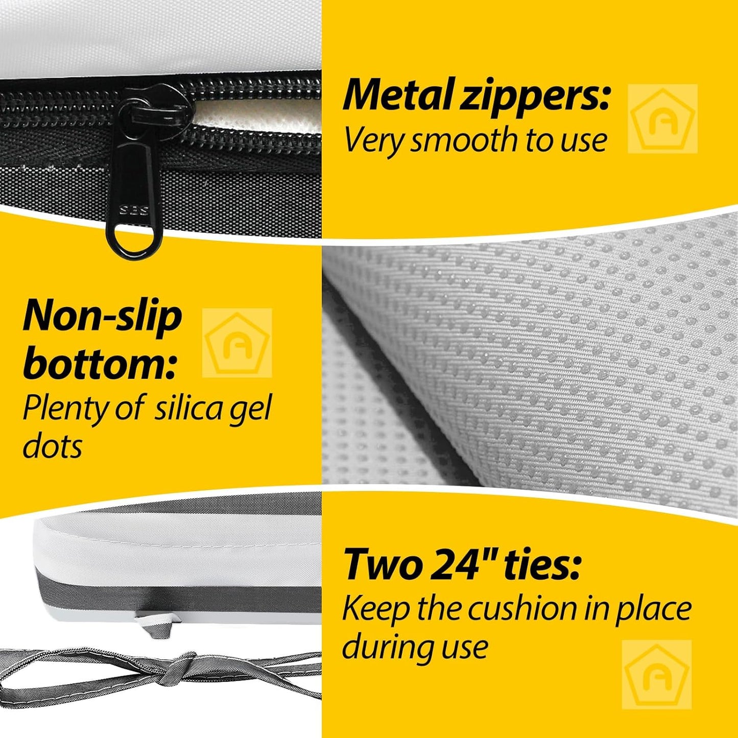 AAAAAcessories Outdoor Seat Cushions for Chairs, Waterproof, Fade-Resistant Patio Furniture Replacement Cushions, 21" x 21" x 4", Set of 2, Gray Cabana Stripe